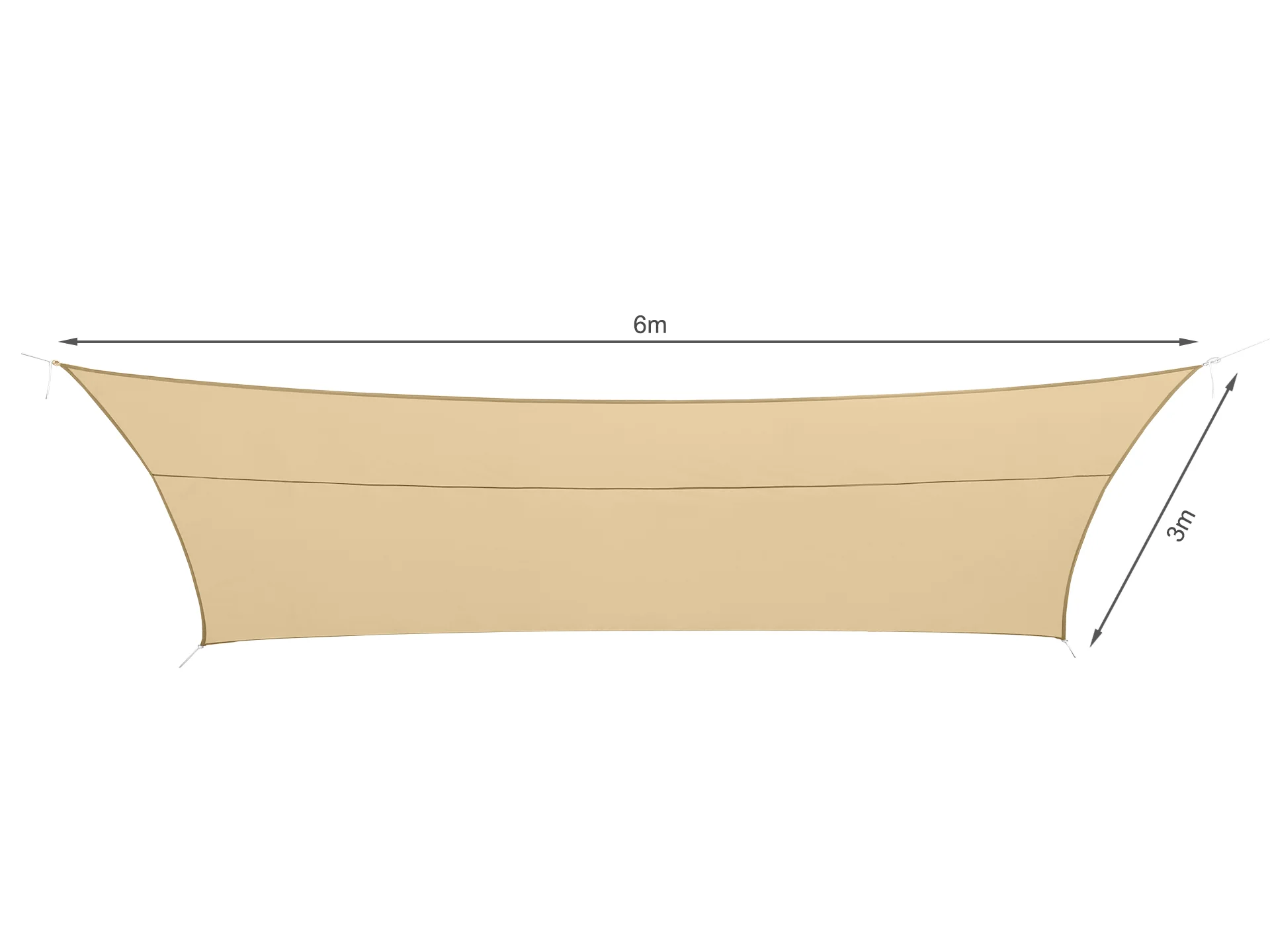 Toughout Serein Waterproof Rectangle Shade Sail 3m x 6m - Sand - Image 6