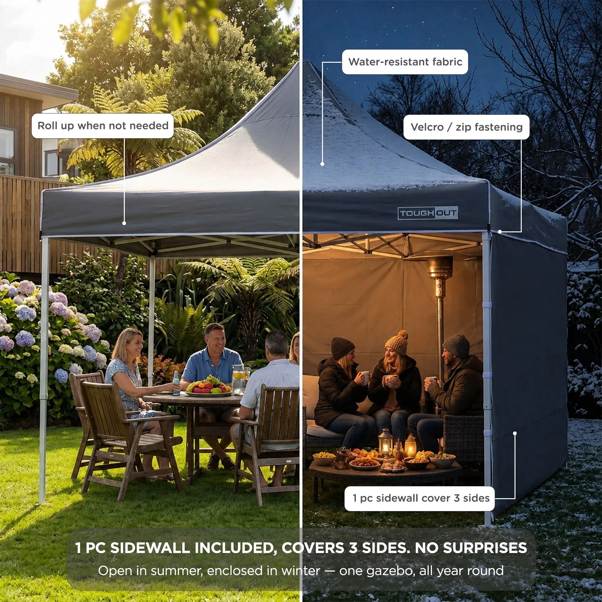 Toughout Thunderstorm Gazebo 3 x 3m - Grey - Image 3