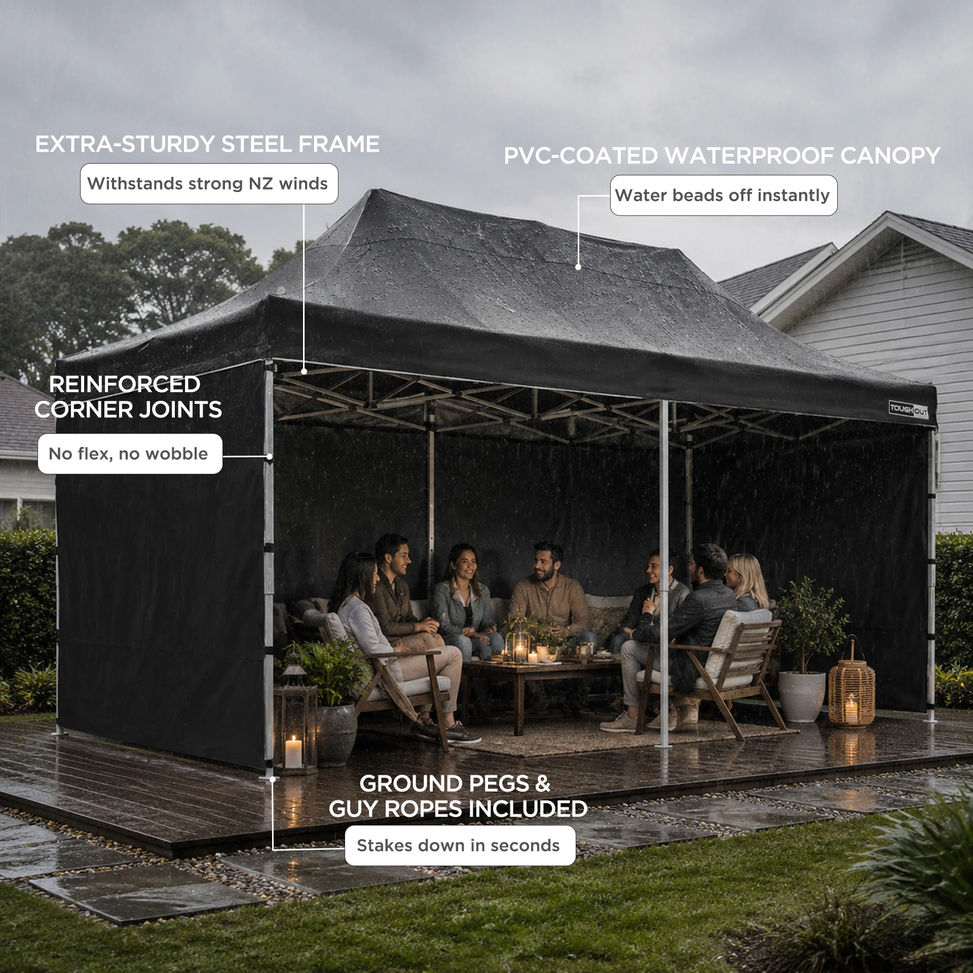 Toughout Thunderstorm Gazebo 3 x 6m - Black - Image 4