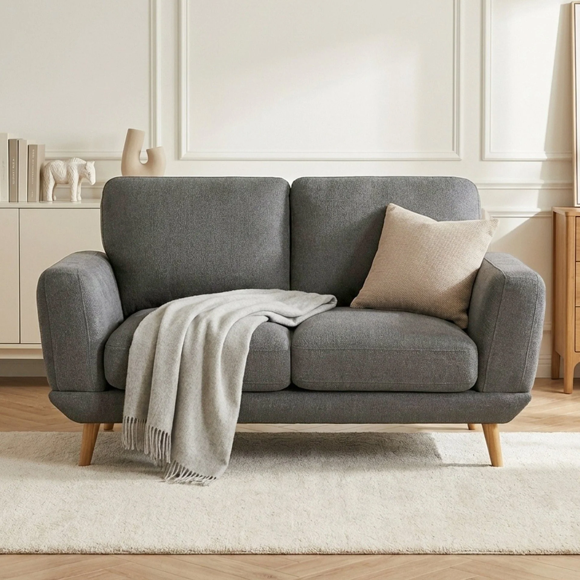 Tova Chenille 2 Seater Sofa - Ash Grey - Image 3