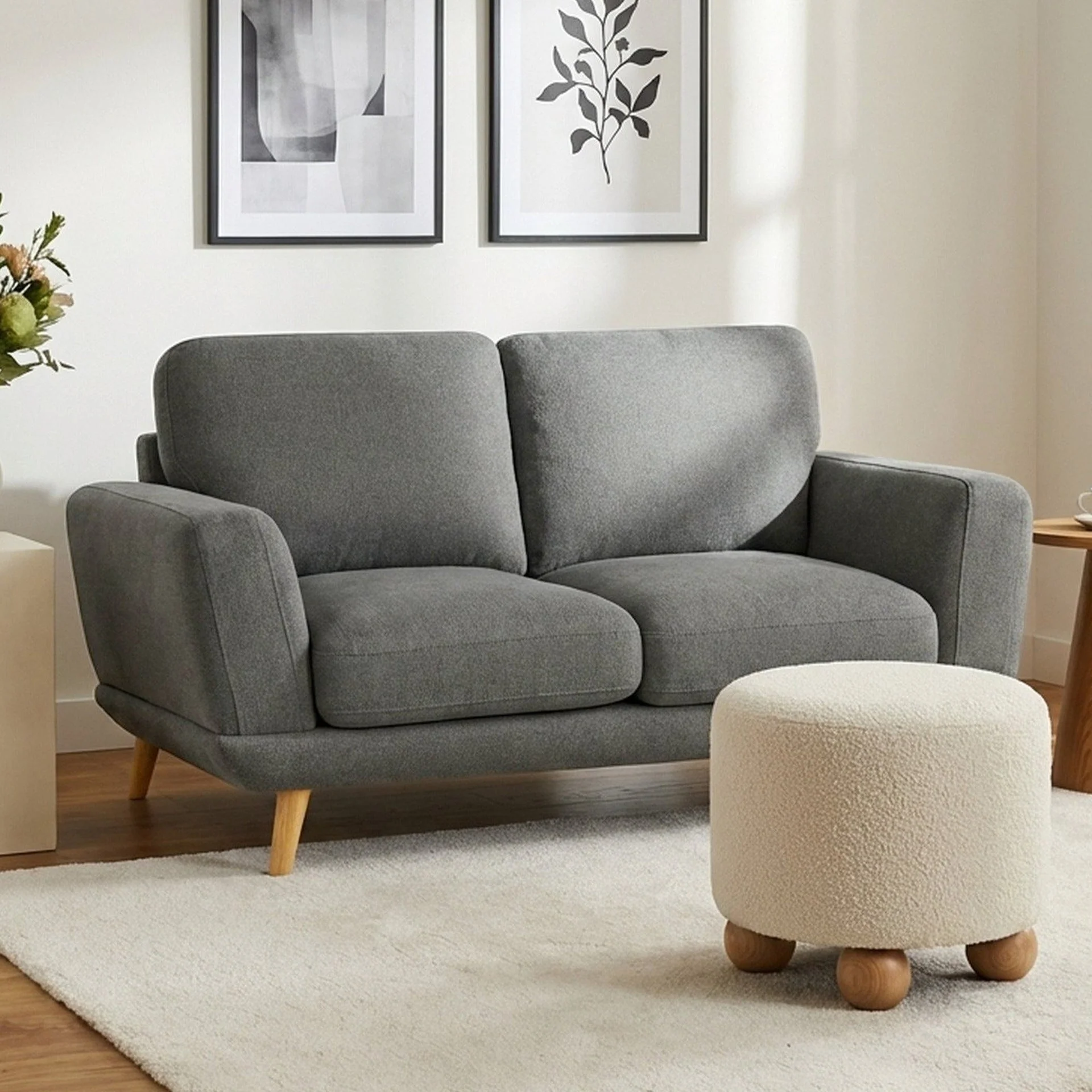 Tova Chenille 2 Seater Sofa - Ash Grey - Image 4