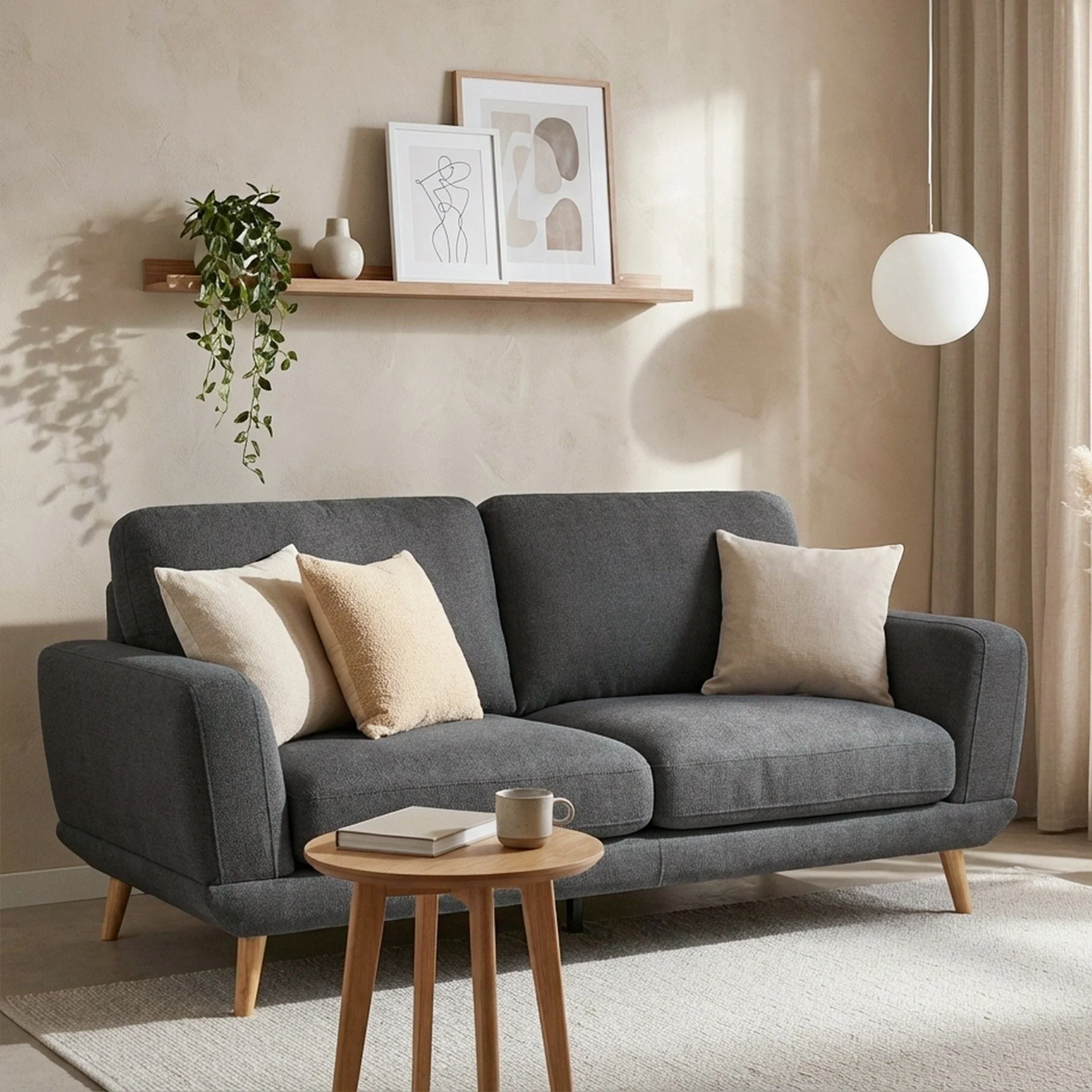 Tova Chenille 3 Seater Sofa - Dark Grey - Image 3
