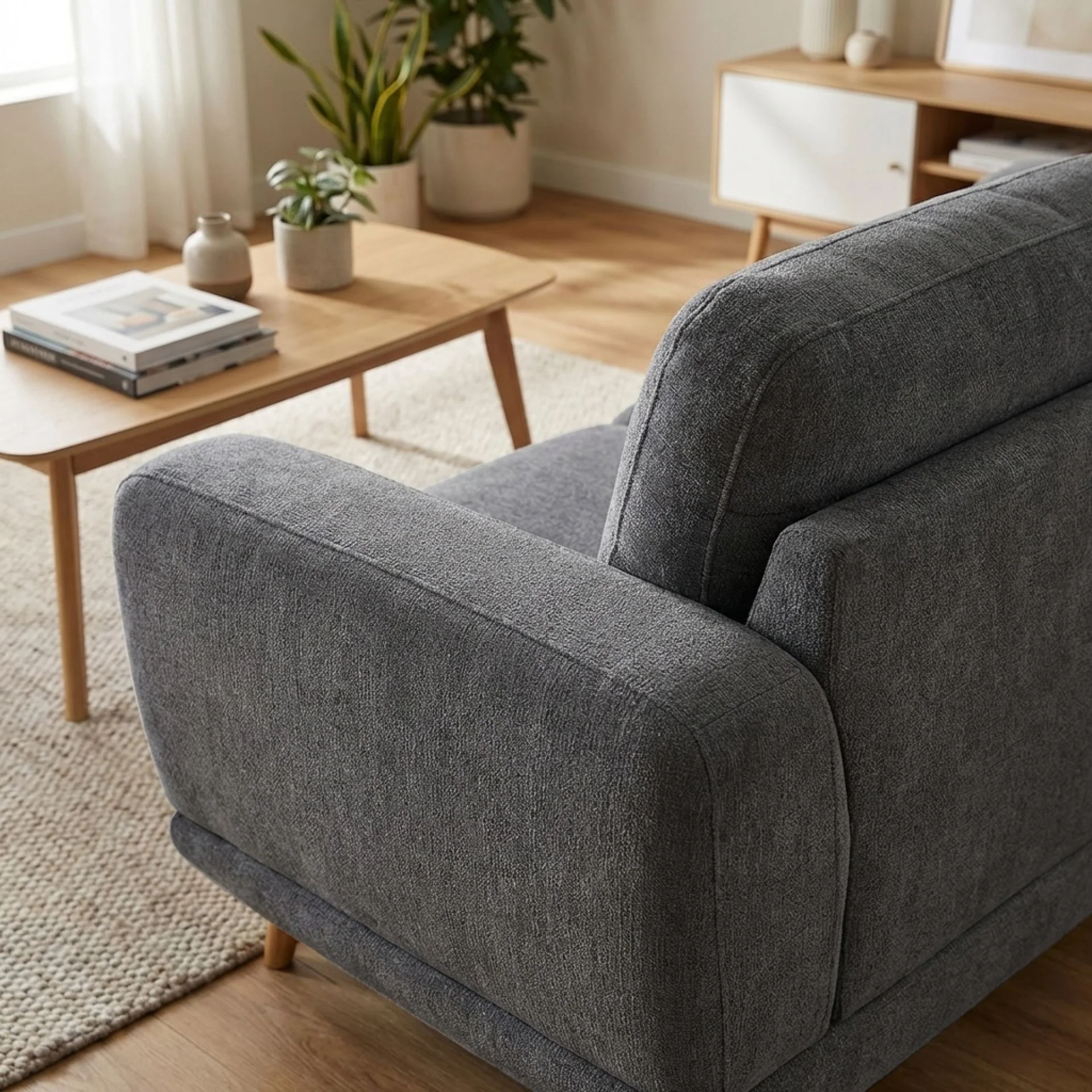 Tova Chenille 3 Seater Sofa - Dark Grey - Image 4