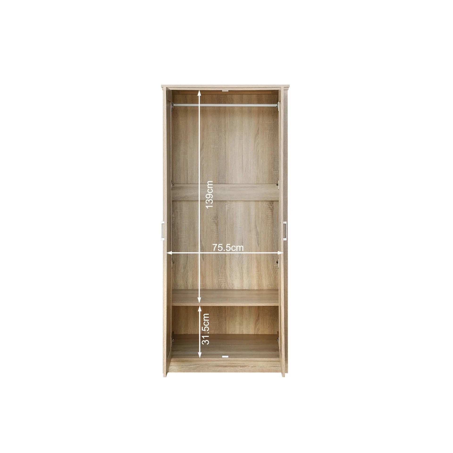 Trace 2 Door Wardrobe - Oak - Image 10