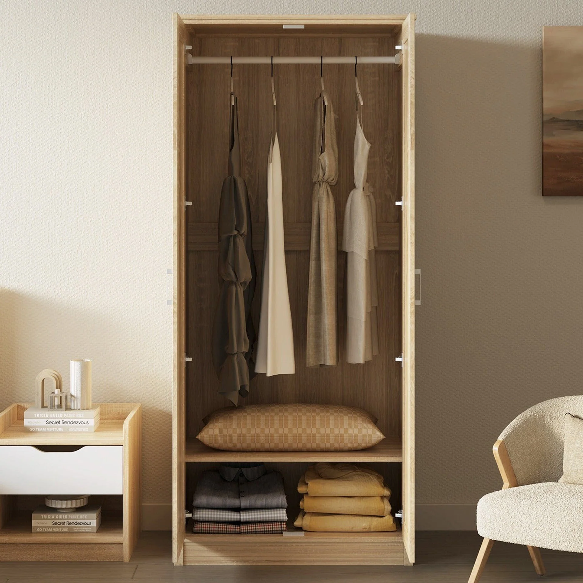 Trace 2 Door Wardrobe - Oak - Image 2