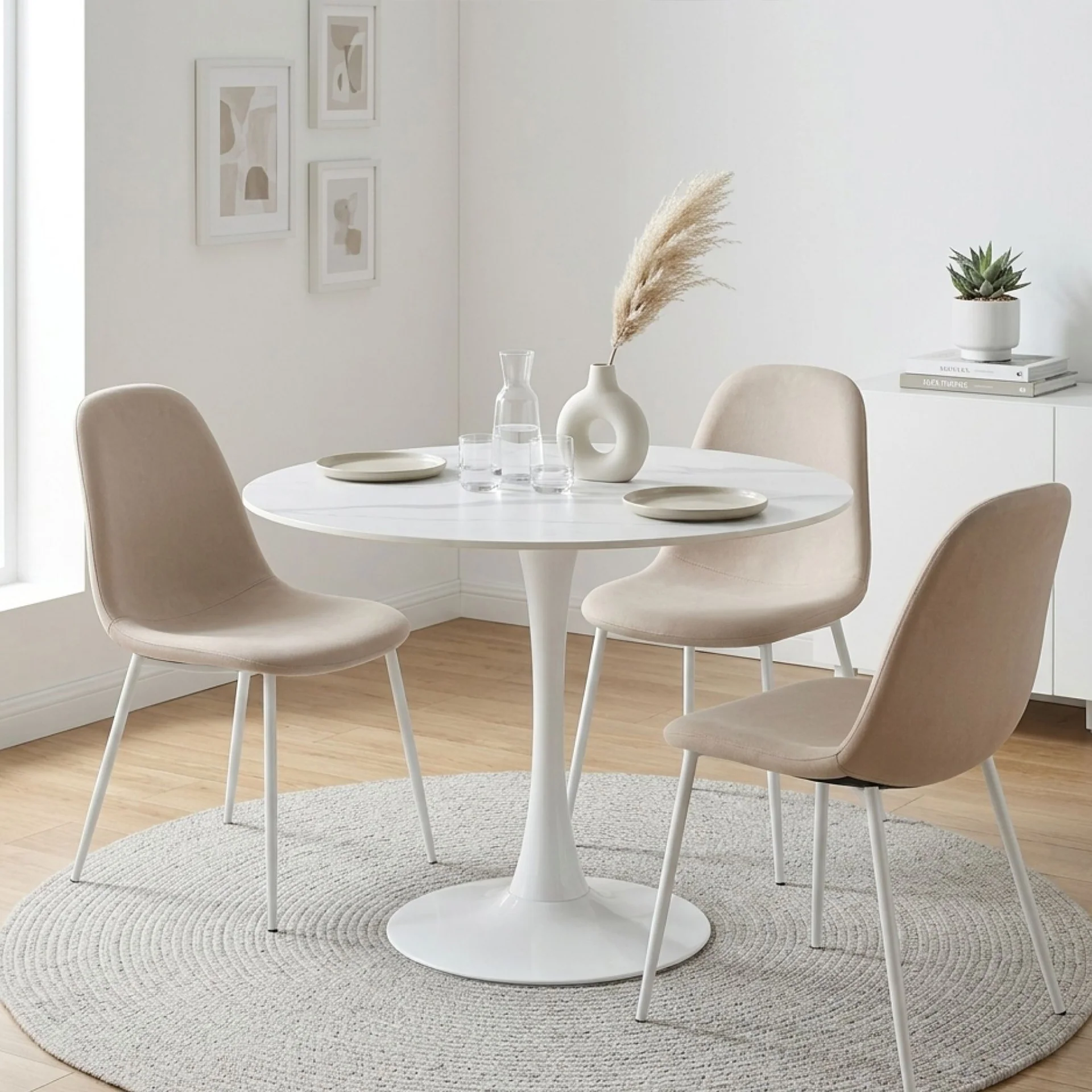Tulesso Round Dining Table 90x75cm - Snow White - Image 2