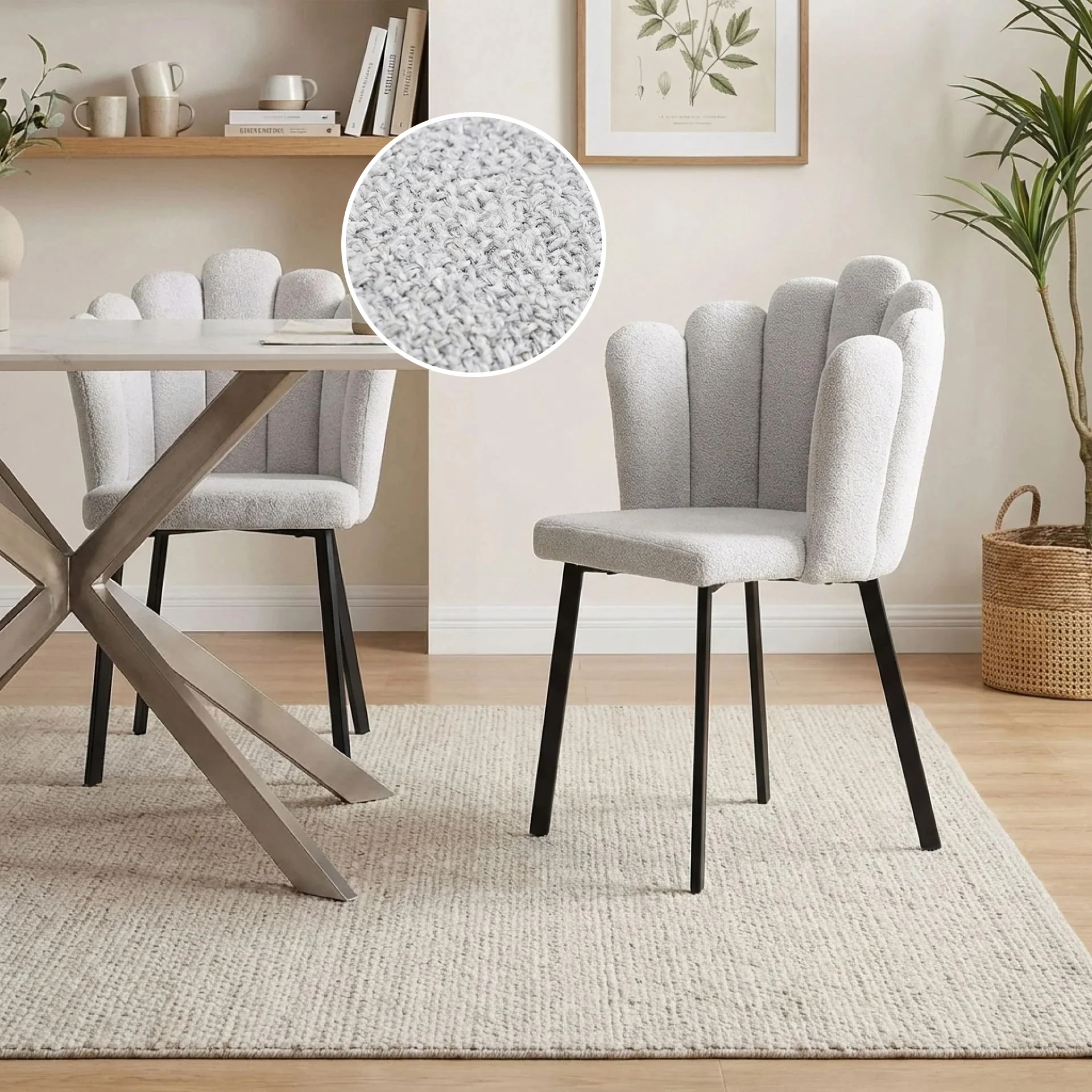 Urban Petal-shaped Upholstered Dining Chair - Set of 2 - Light Grey - Image 2