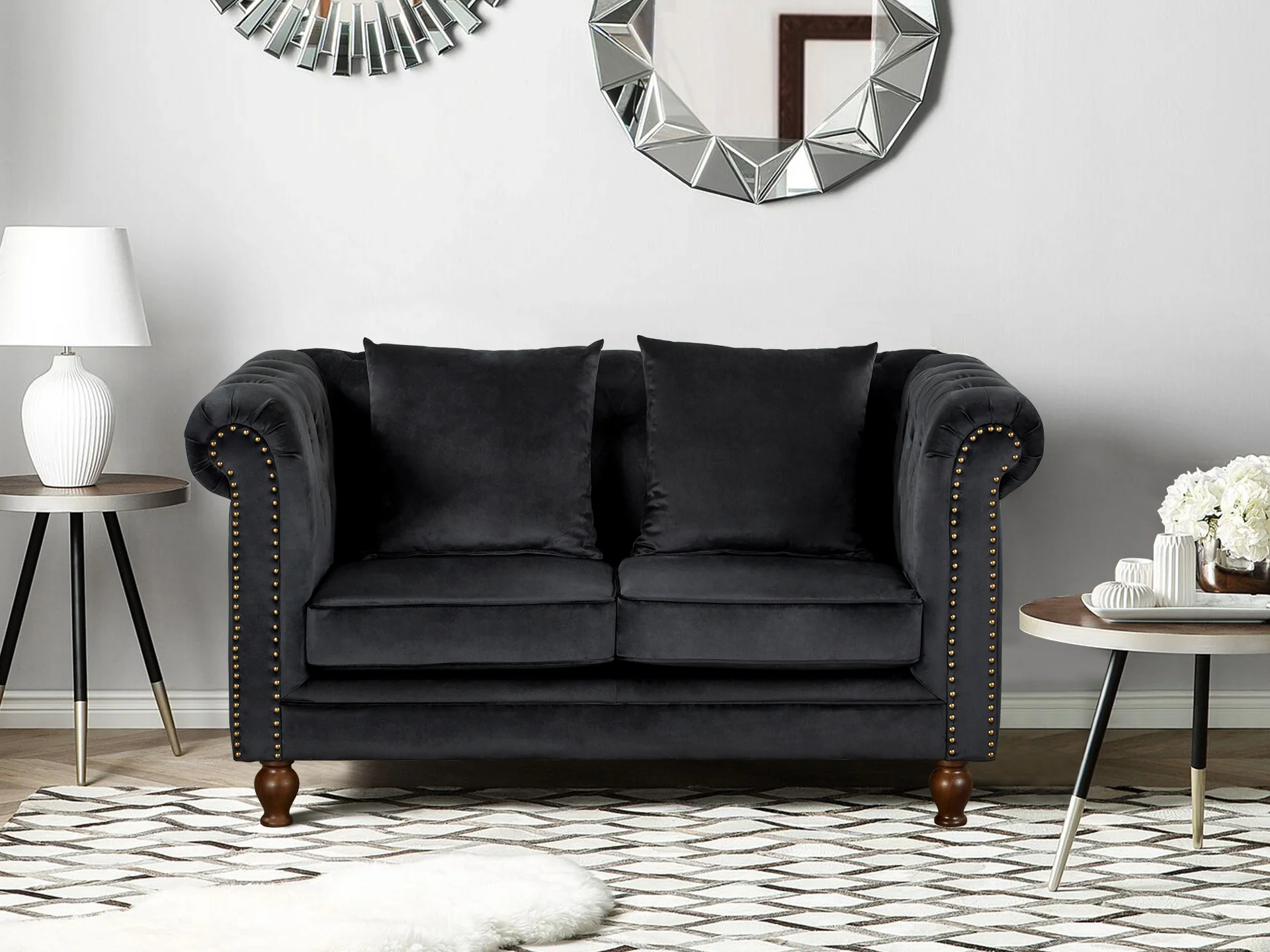 VAGAS 2 Seater Sofa - BLACK