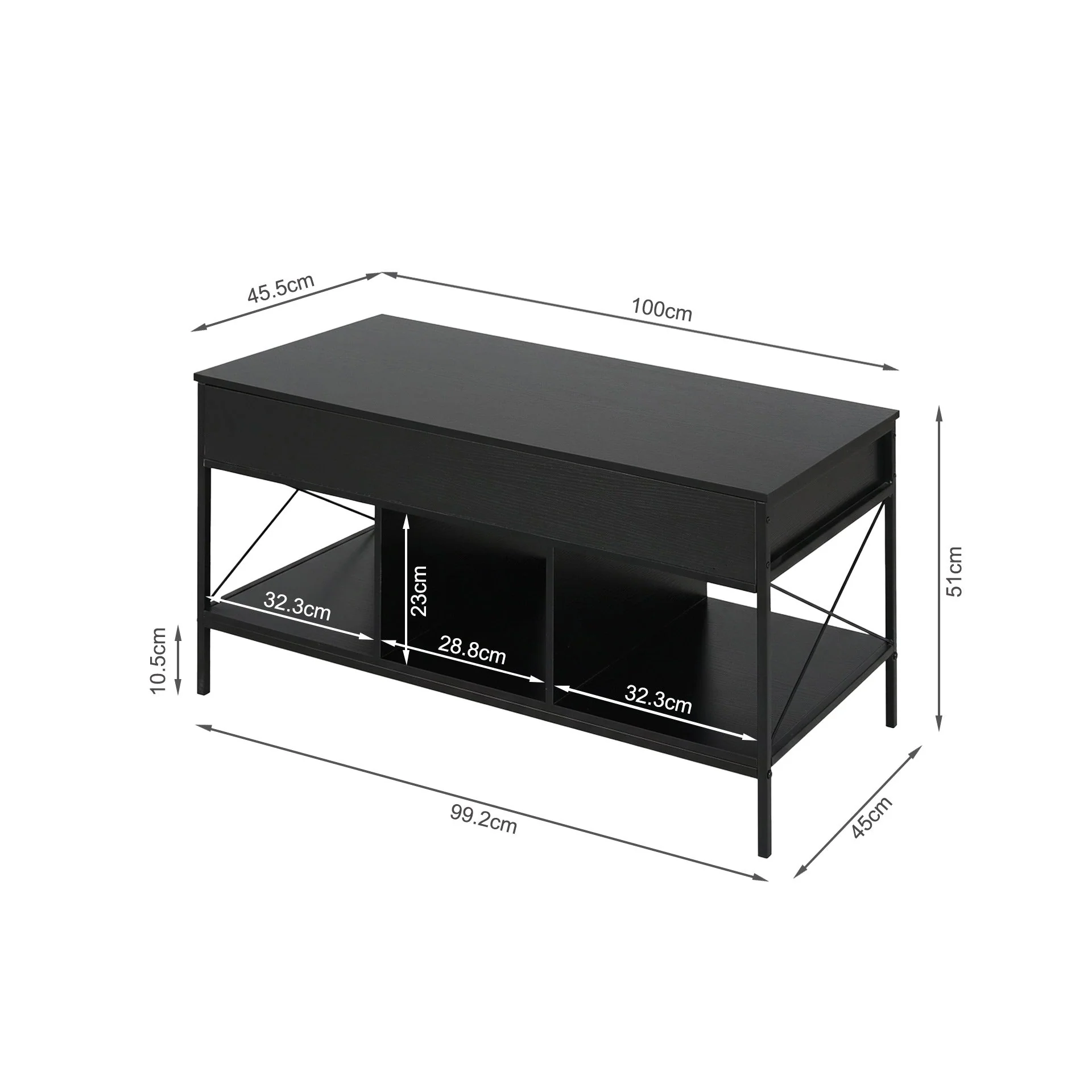 Vault Lift-Top Storage Coffee Table - Black - Image 14