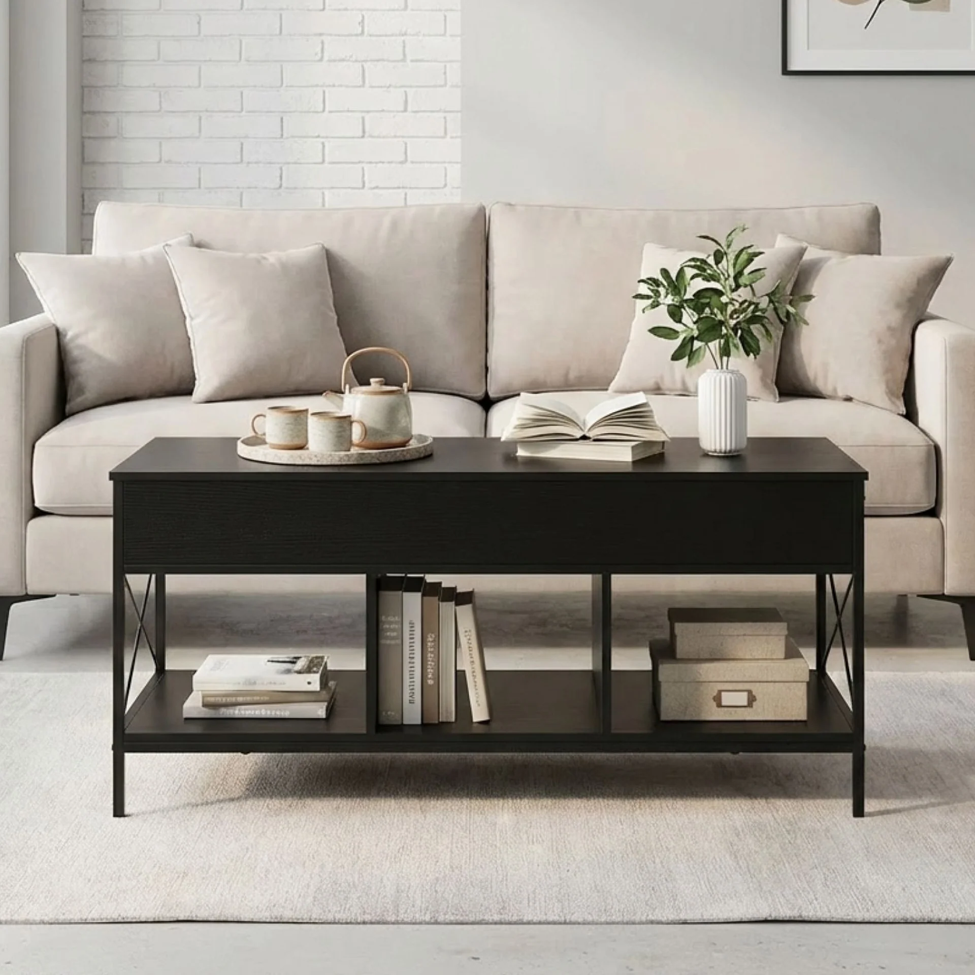 Vault Lift-Top Storage Coffee Table - Black - Image 5