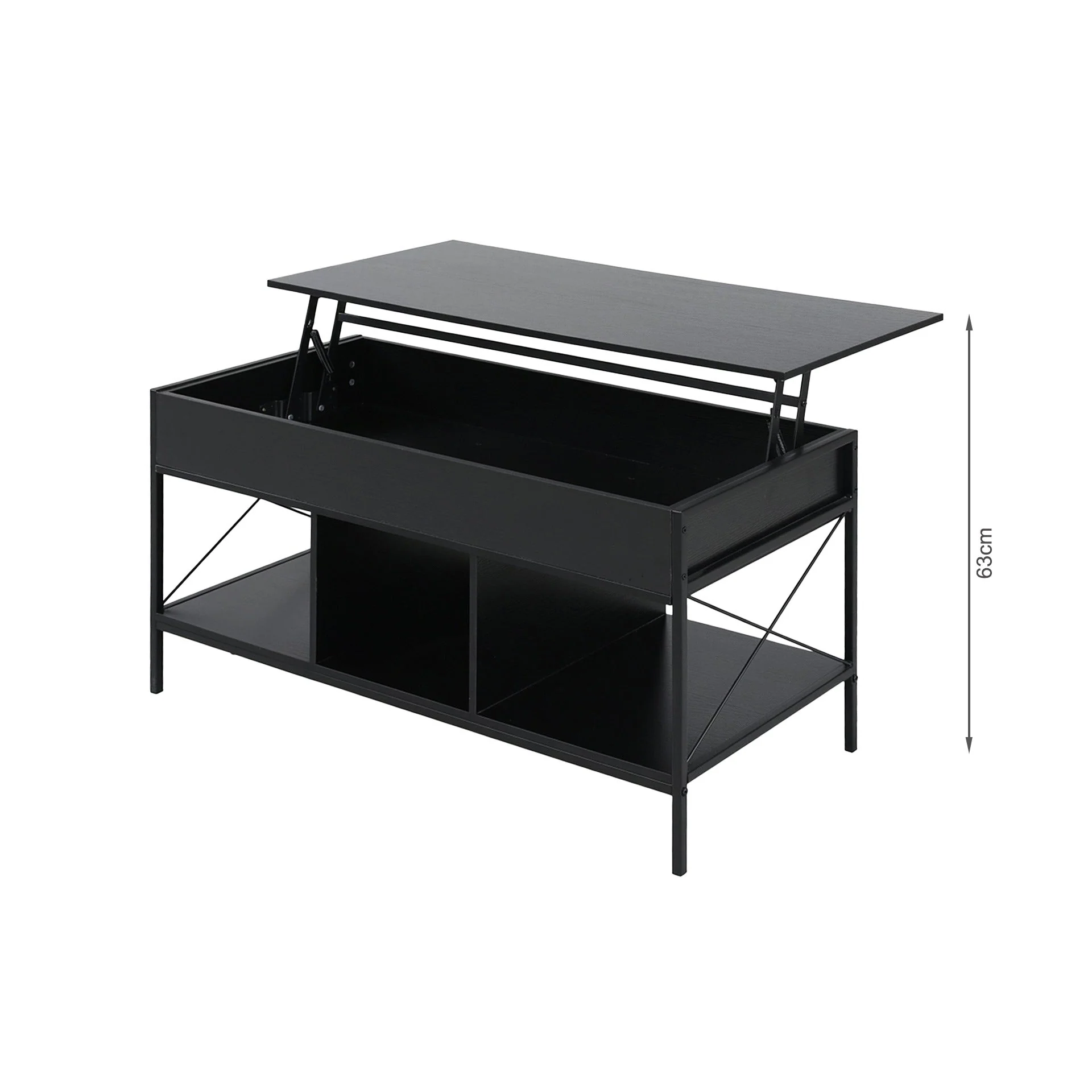 Vault Lift-Top Storage Coffee Table - Black - Image 6