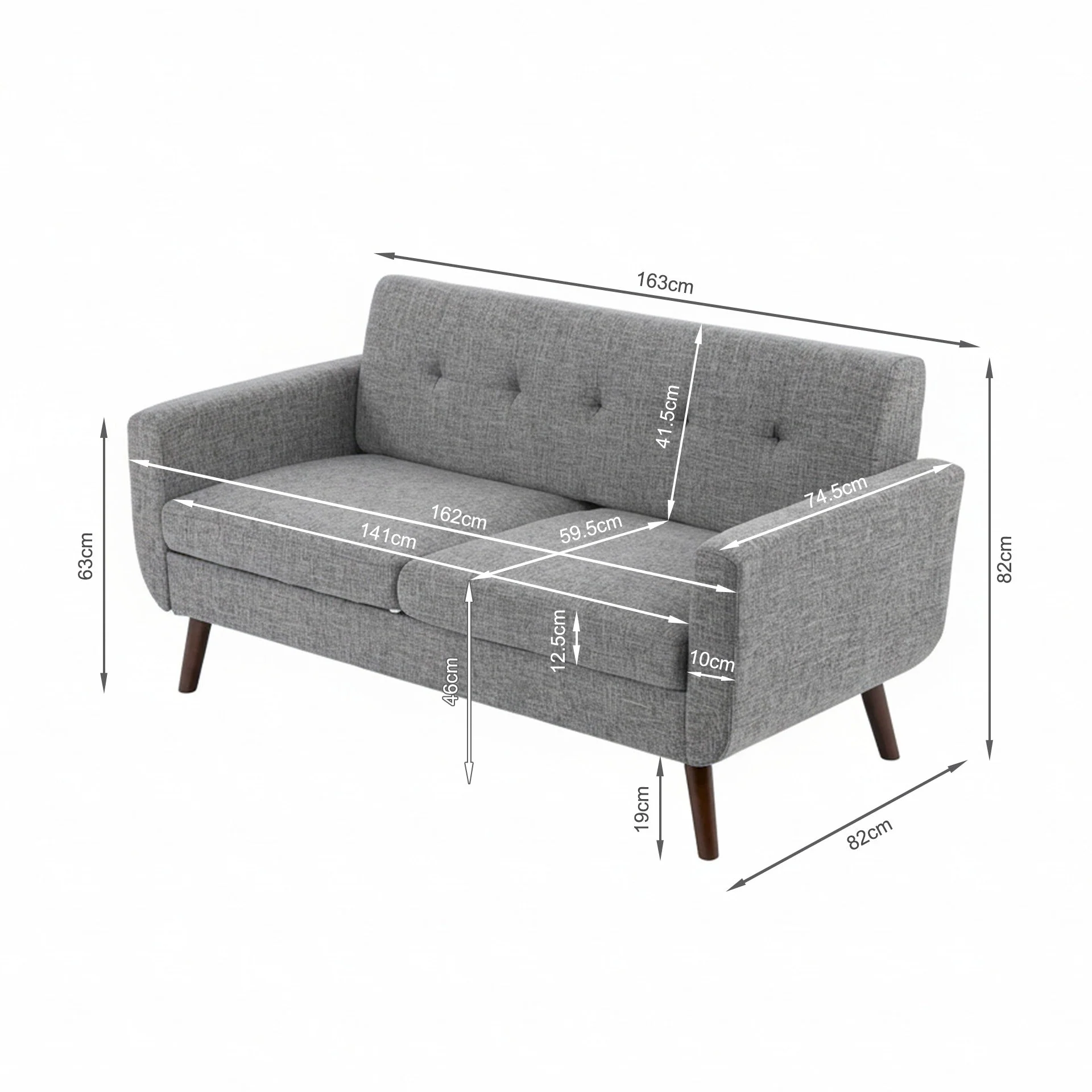 Vibe Linen 2 Seater Sofa - Grey - Image 15