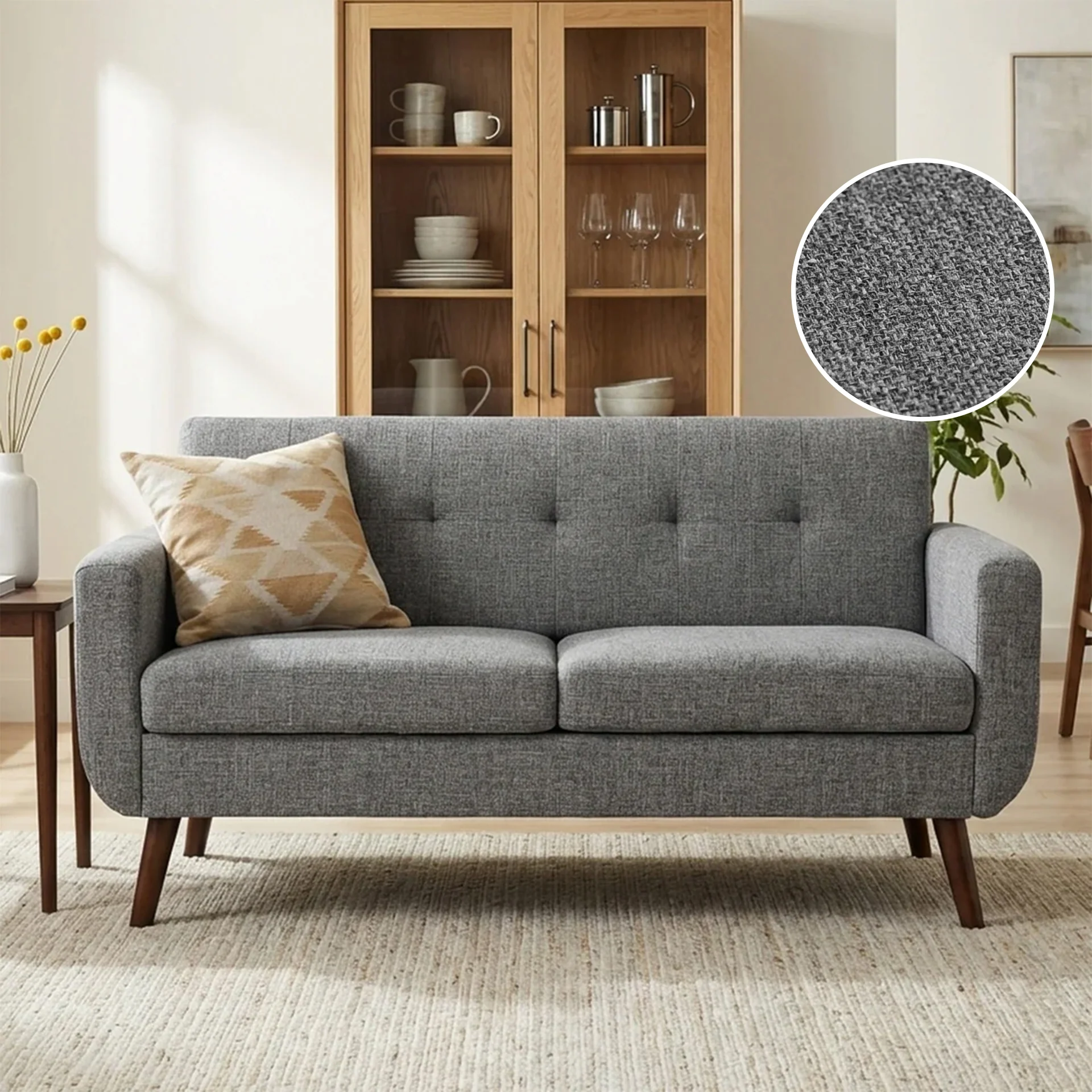 Vibe Linen 2 Seater Sofa - Grey - Image 2