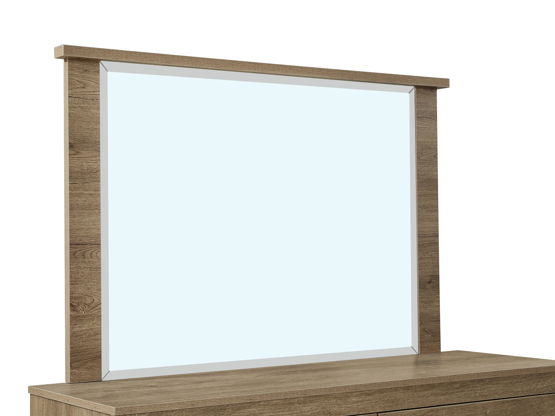 Vicente Low Boy 6 Drawers Chest Dresser with Mirror - Oak - Image 5