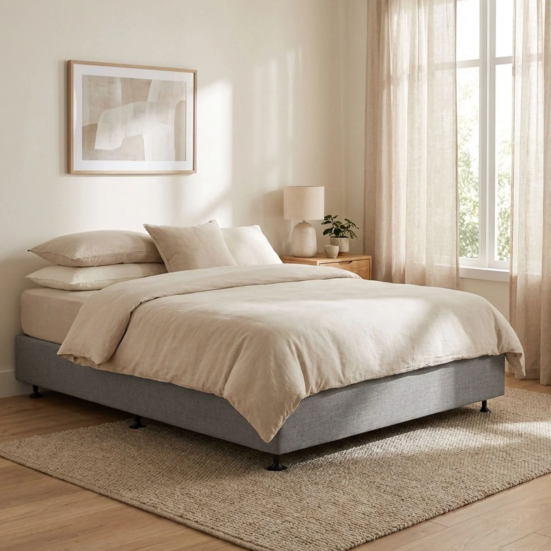 Vinson Fabric Double Bed Base - Grey - Image 3