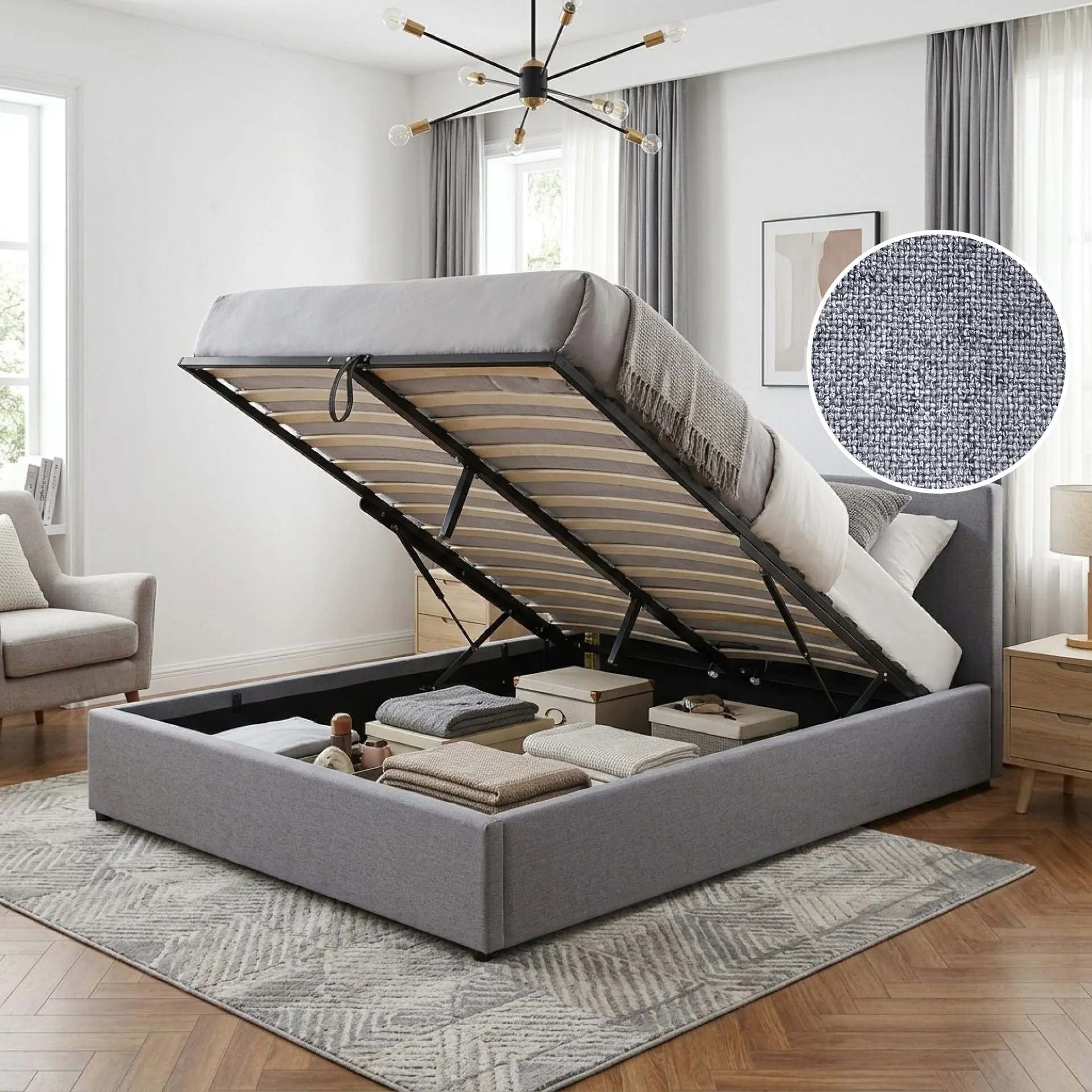 Violet Queen Gas Lift Bed Frame - Grey