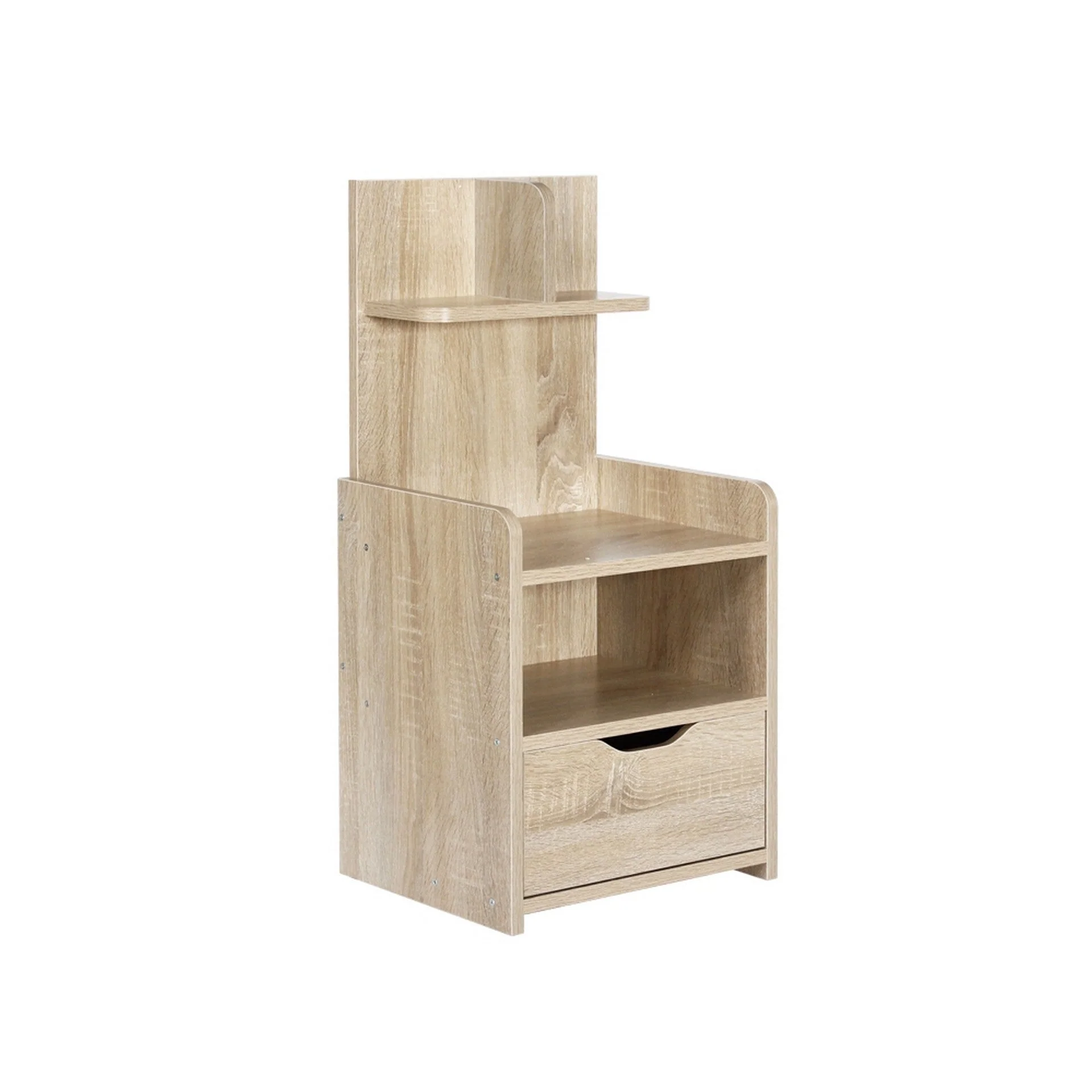 Vivian Bedside Table with Shelves - Oak - Image 2