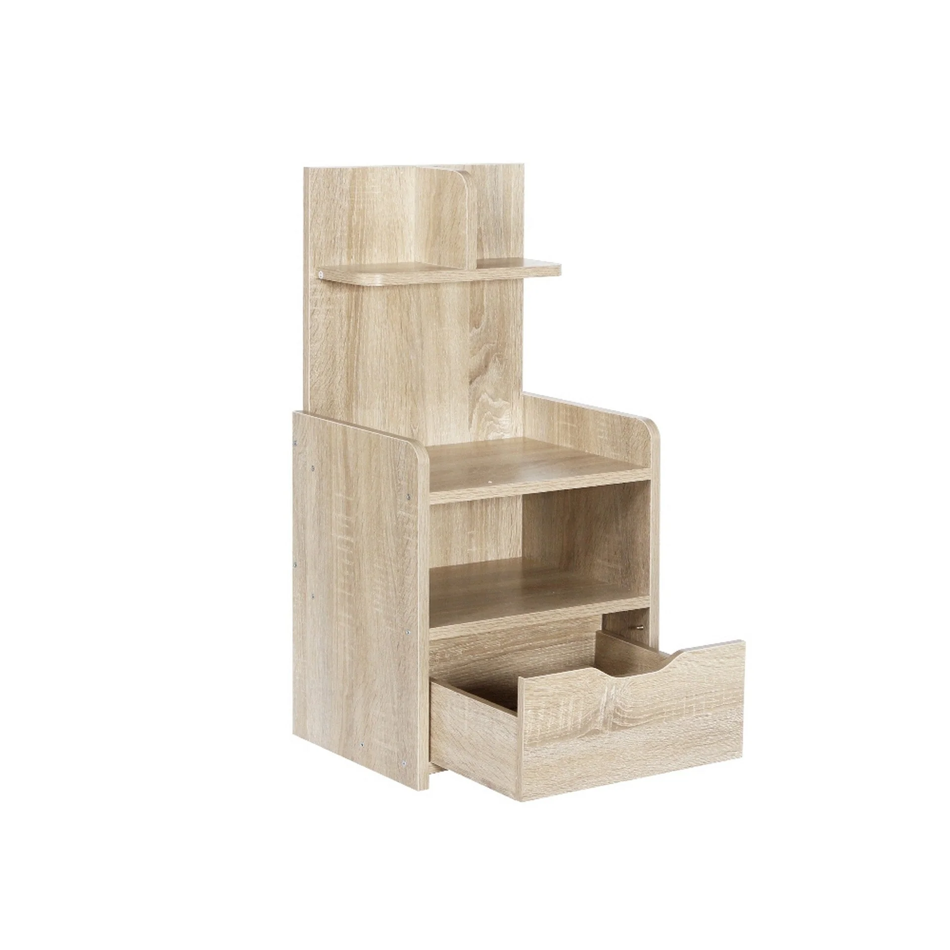 Vivian Bedside Table with Shelves - Oak - Image 4