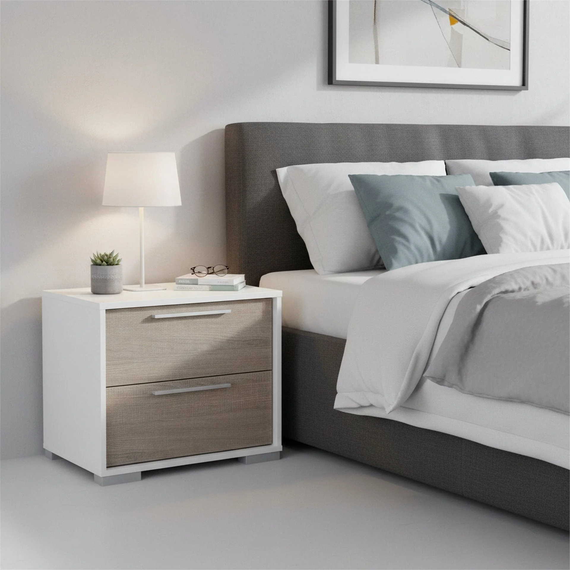 Waipoua Bedside Table Nightstand - Grey Oak - Image 8