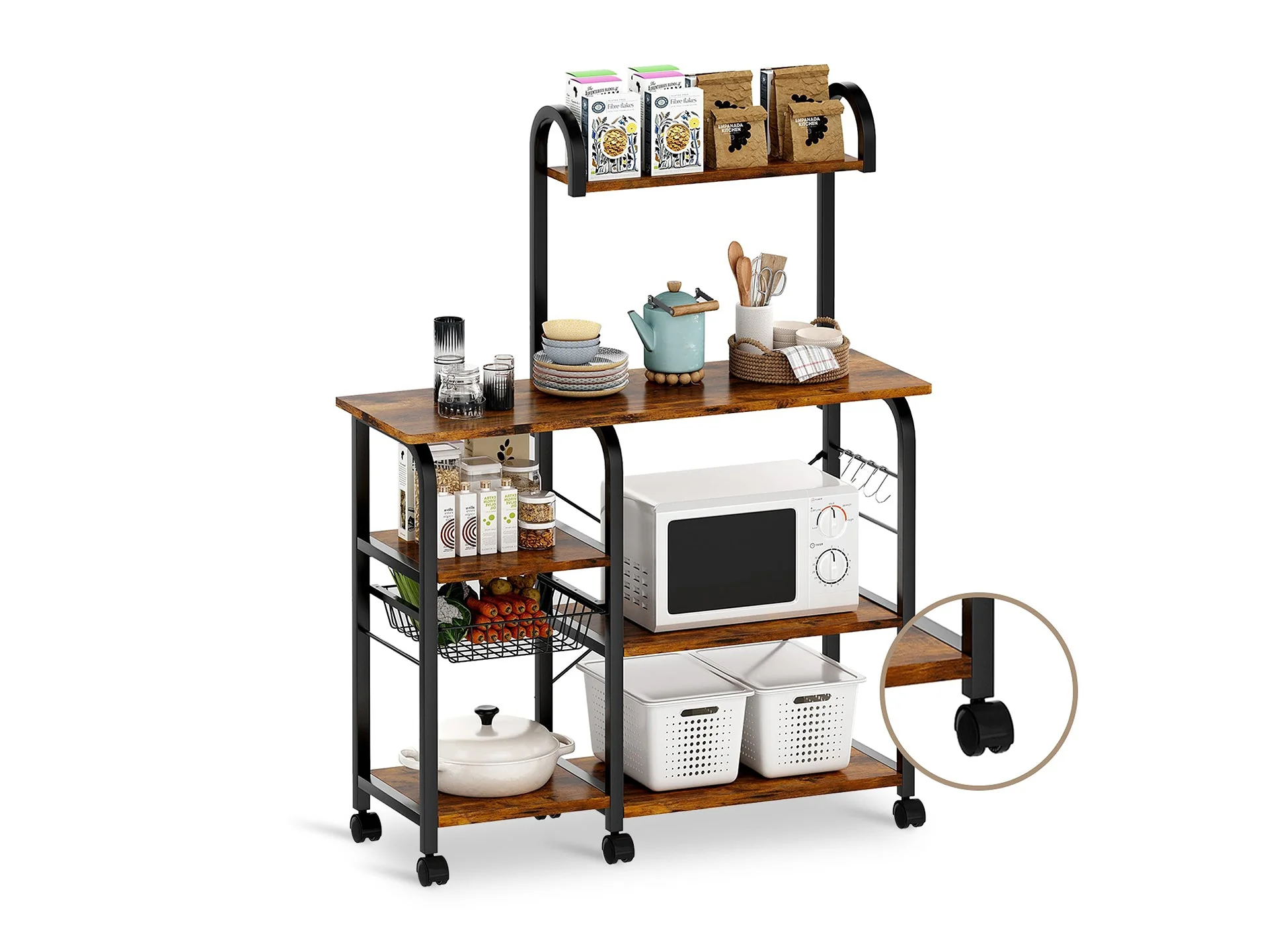 Ward Kitchen Storage Shelf Microwave Stand - Natural Cherry - Image 2