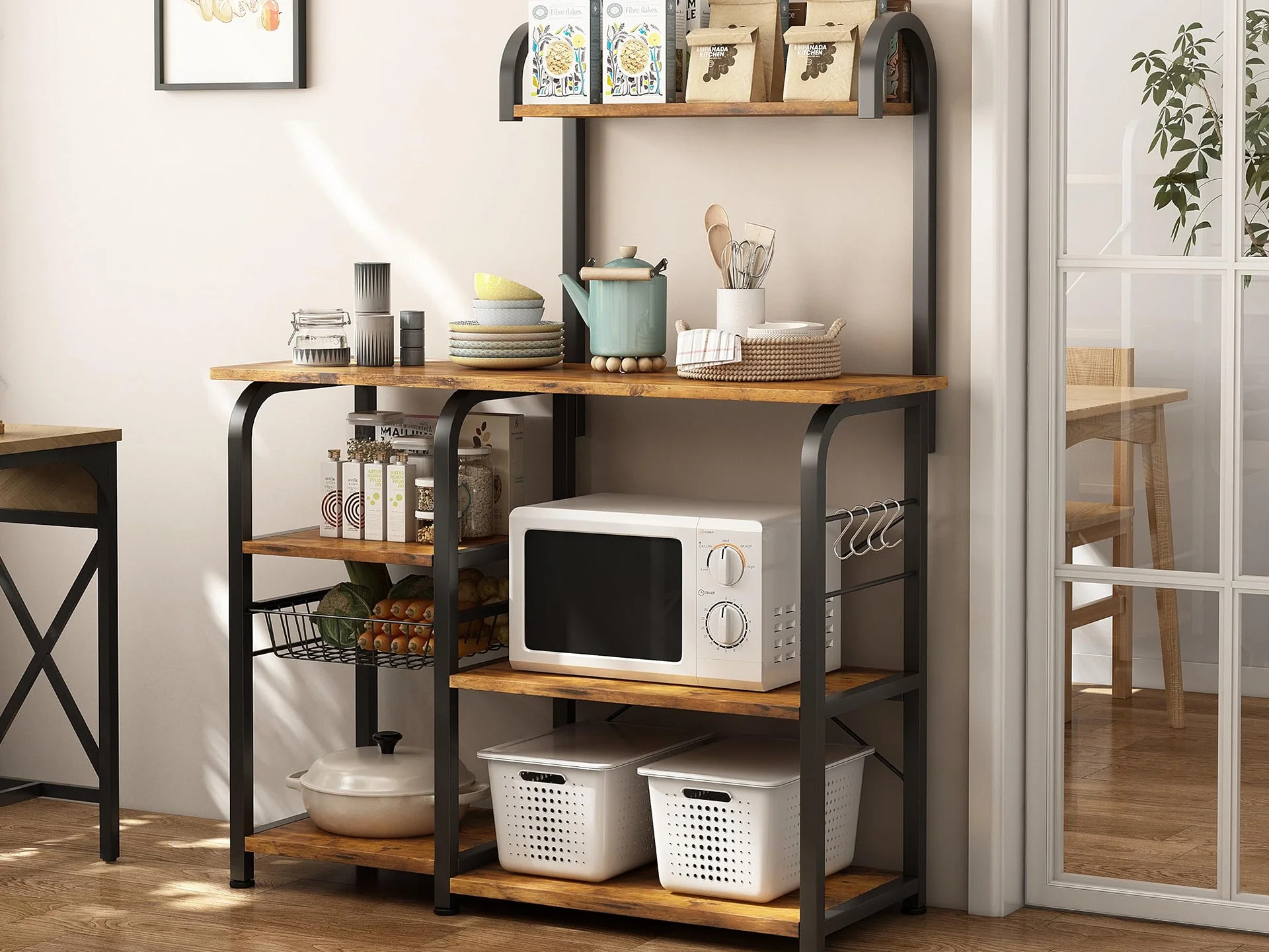 Ward Kitchen Storage Shelf Microwave Stand - Natural Cherry - Image 4