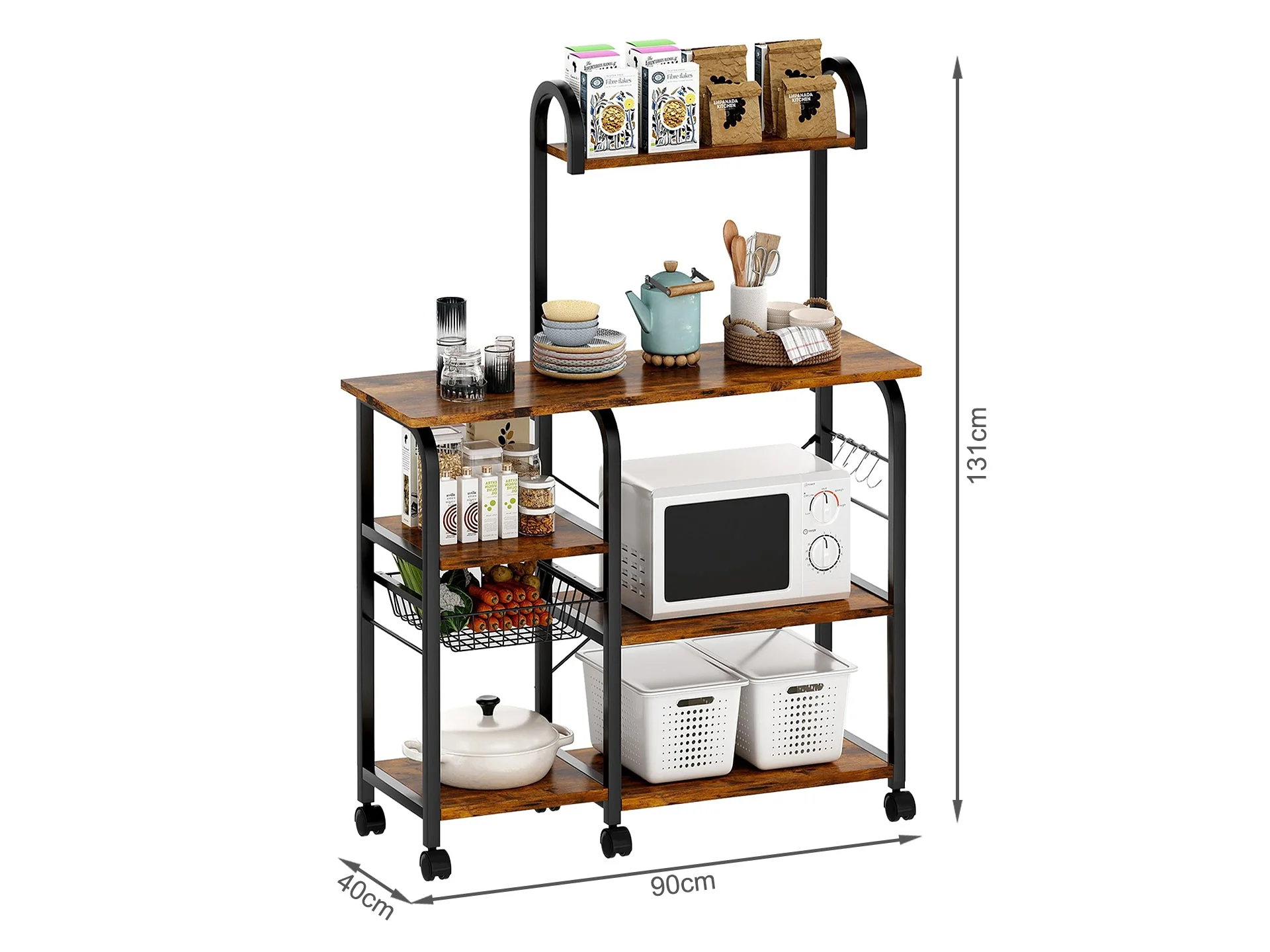 Ward Kitchen Storage Shelf Microwave Stand - Natural Cherry - Image 7