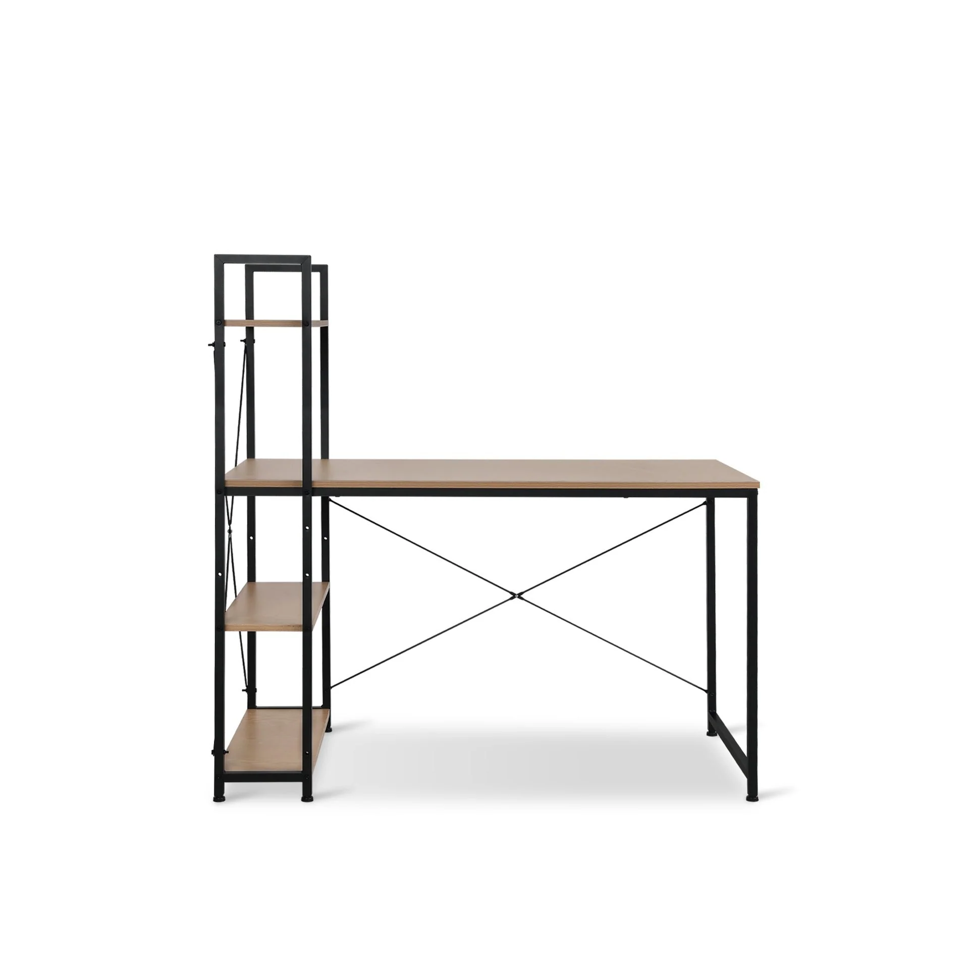 William 120cm Computer Desk with Bookshelf - Black + Natural - Image 2