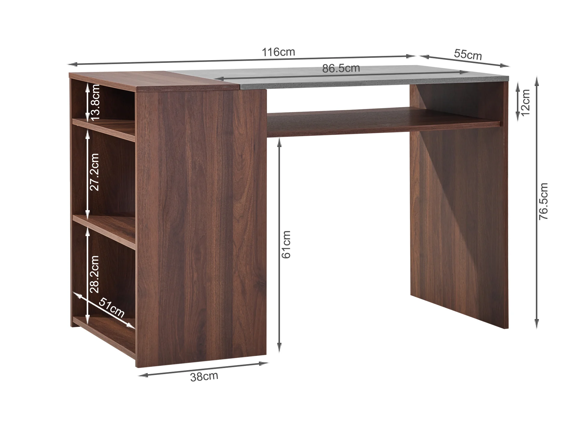 Willie 116cm Computer Desk - Walnut - Image 11