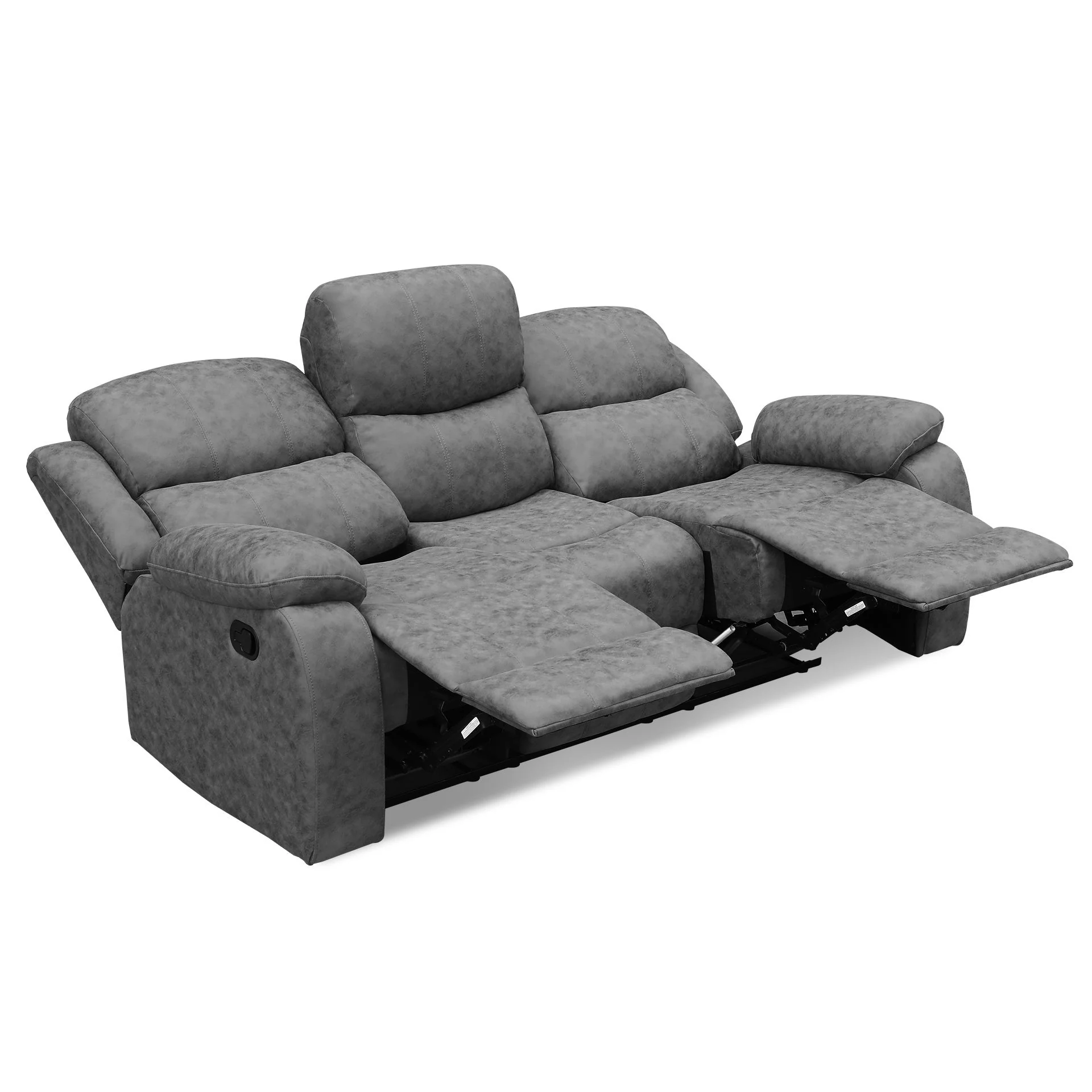 Wilson Manual 3 Seater Recliner Sofa - Grey - Image 12