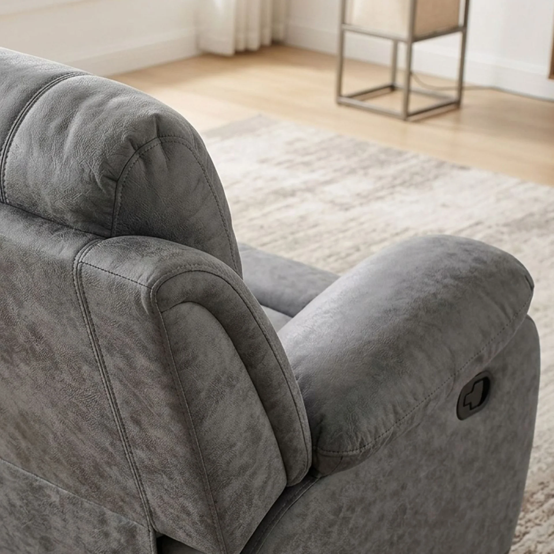 Wilson Manual 3 Seater Recliner Sofa - Grey - Image 6
