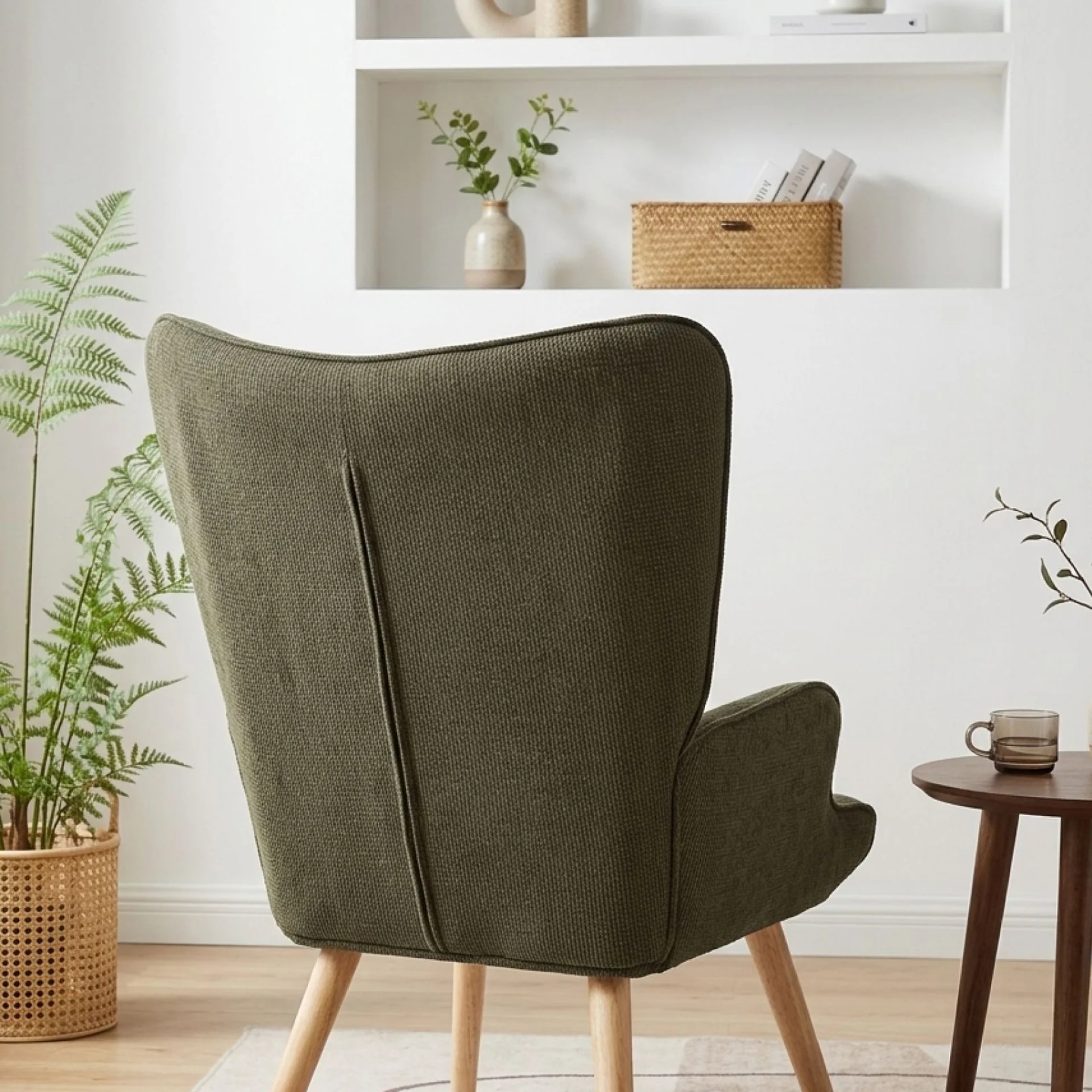 Wing Linen Armchair - Dark Green - Image 5