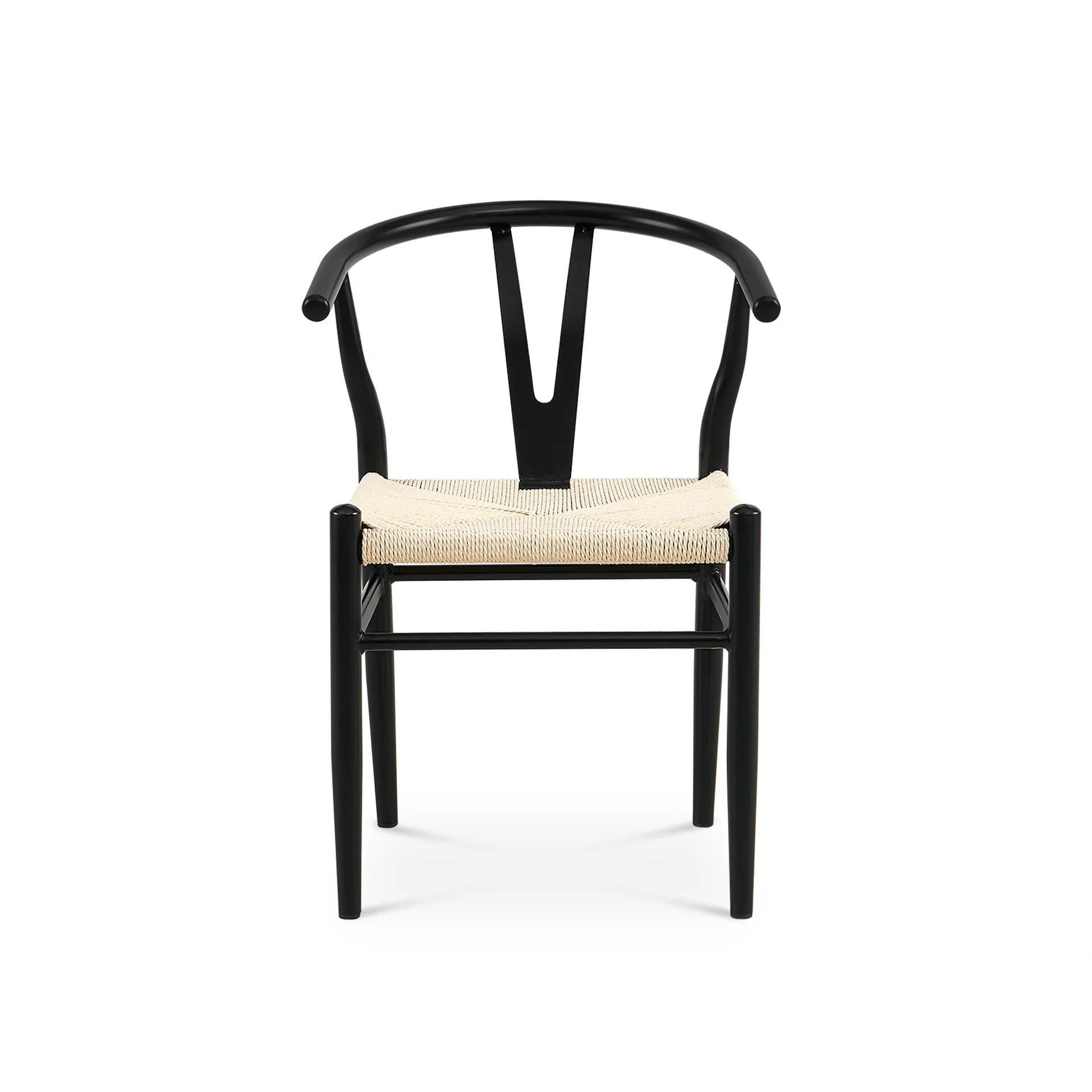Winter Rope Seat Dining Chair Wishbone Chair Replica - Set of 2 - Black - Image 10