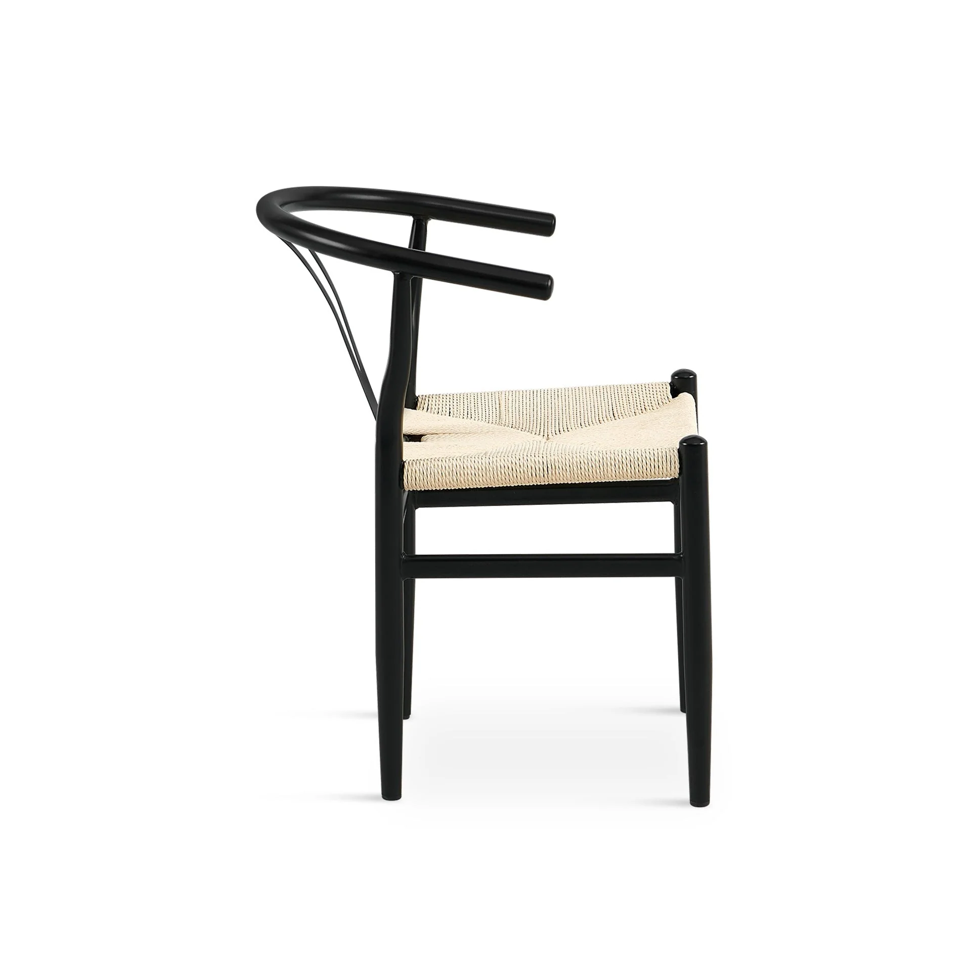 Winter Rope Seat Dining Chair Wishbone Chair Replica - Set of 2 - Black - Image 11