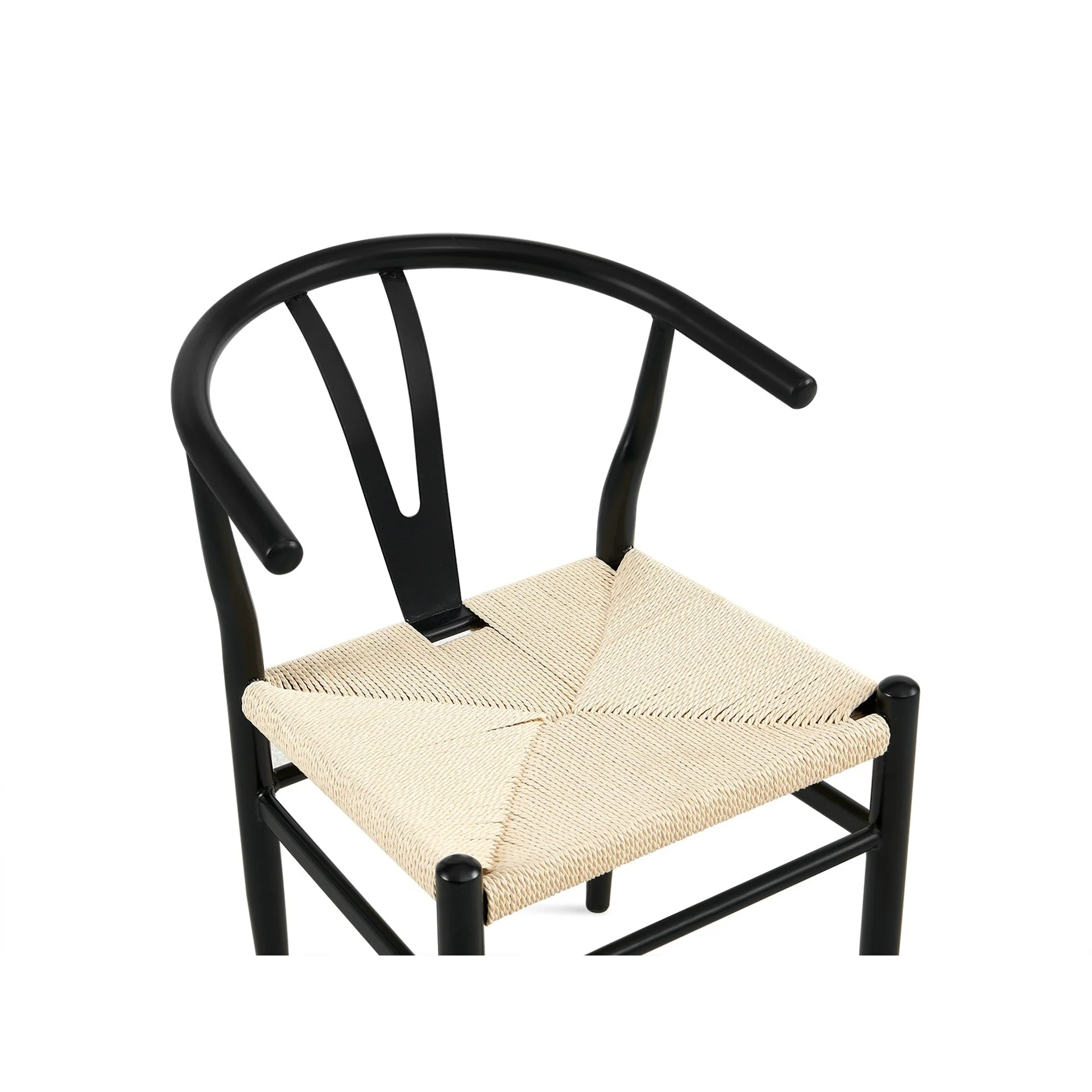 Winter Rope Seat Dining Chair Wishbone Chair Replica - Set of 2 - Black - Image 12