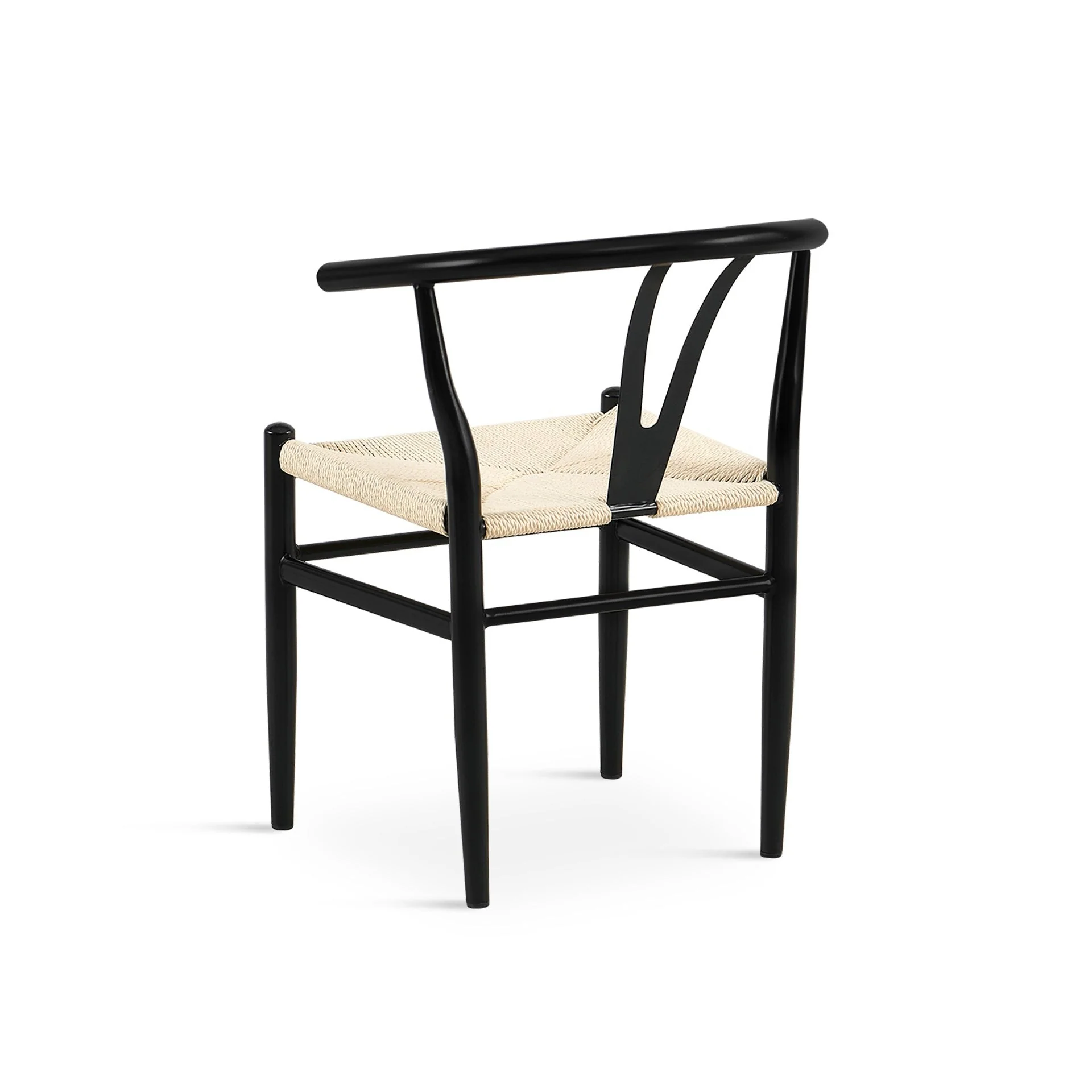 Winter Rope Seat Dining Chair Wishbone Chair Replica - Set of 2 - Black - Image 13