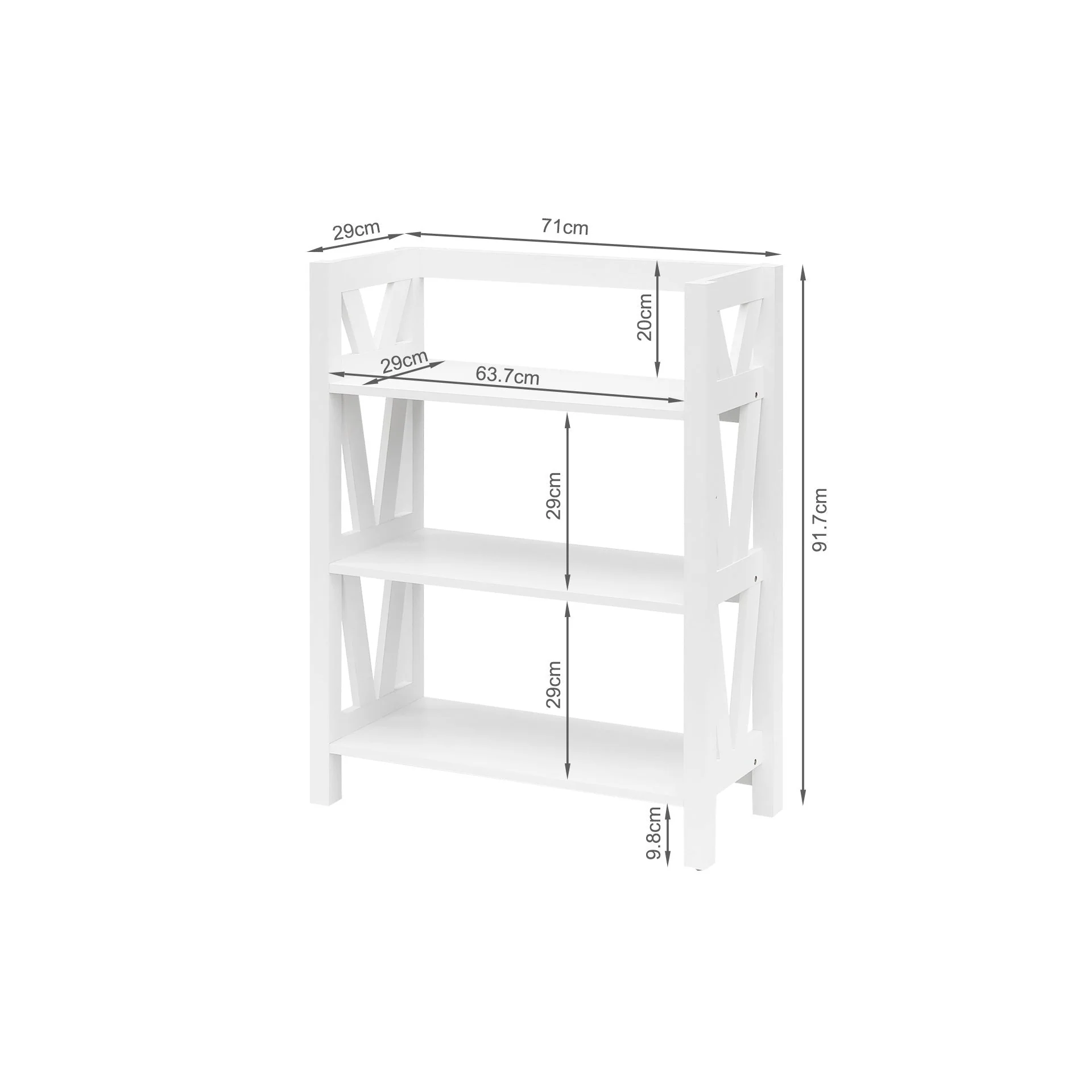 Wister 3 Tier Bookshelf - White - Image 8