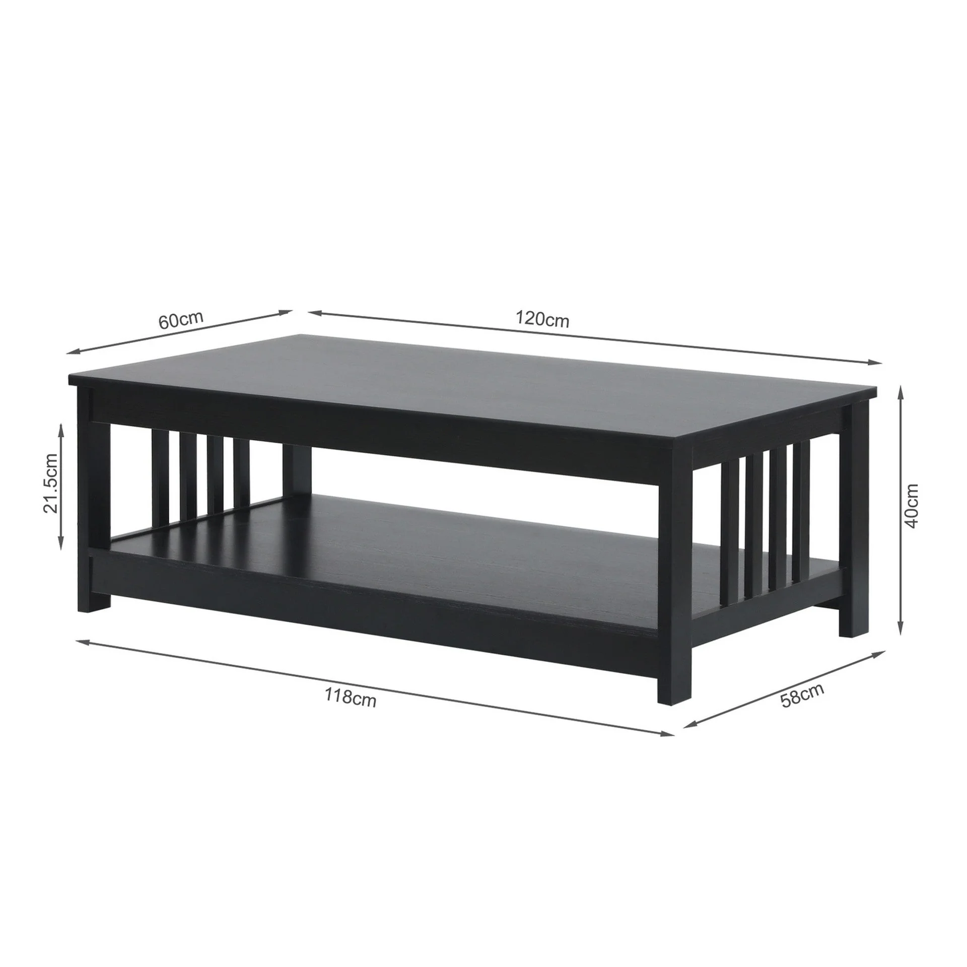Wular Rectangle Coffee Table - Black - Image 12