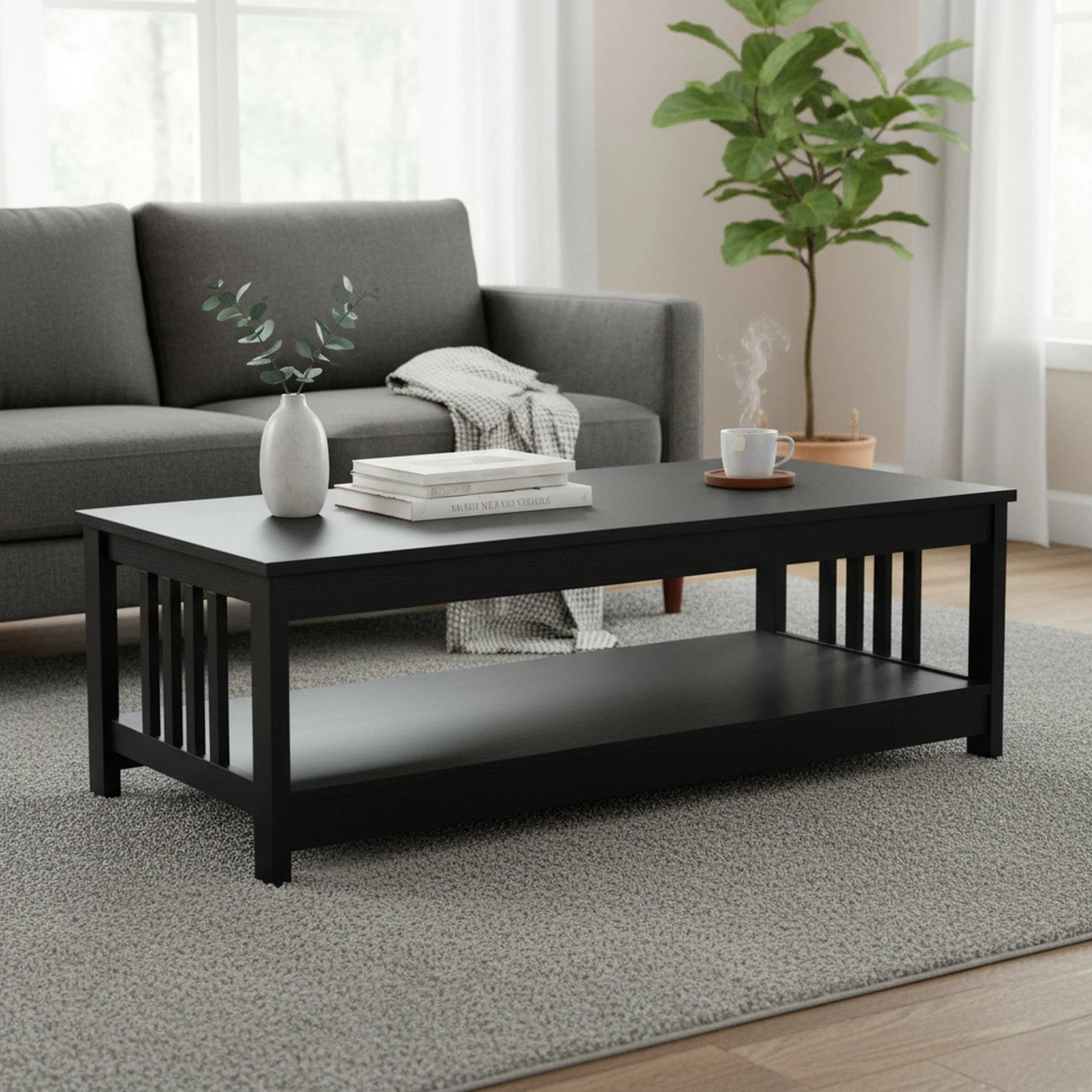 Wular Rectangle Coffee Table - Black - Image 2
