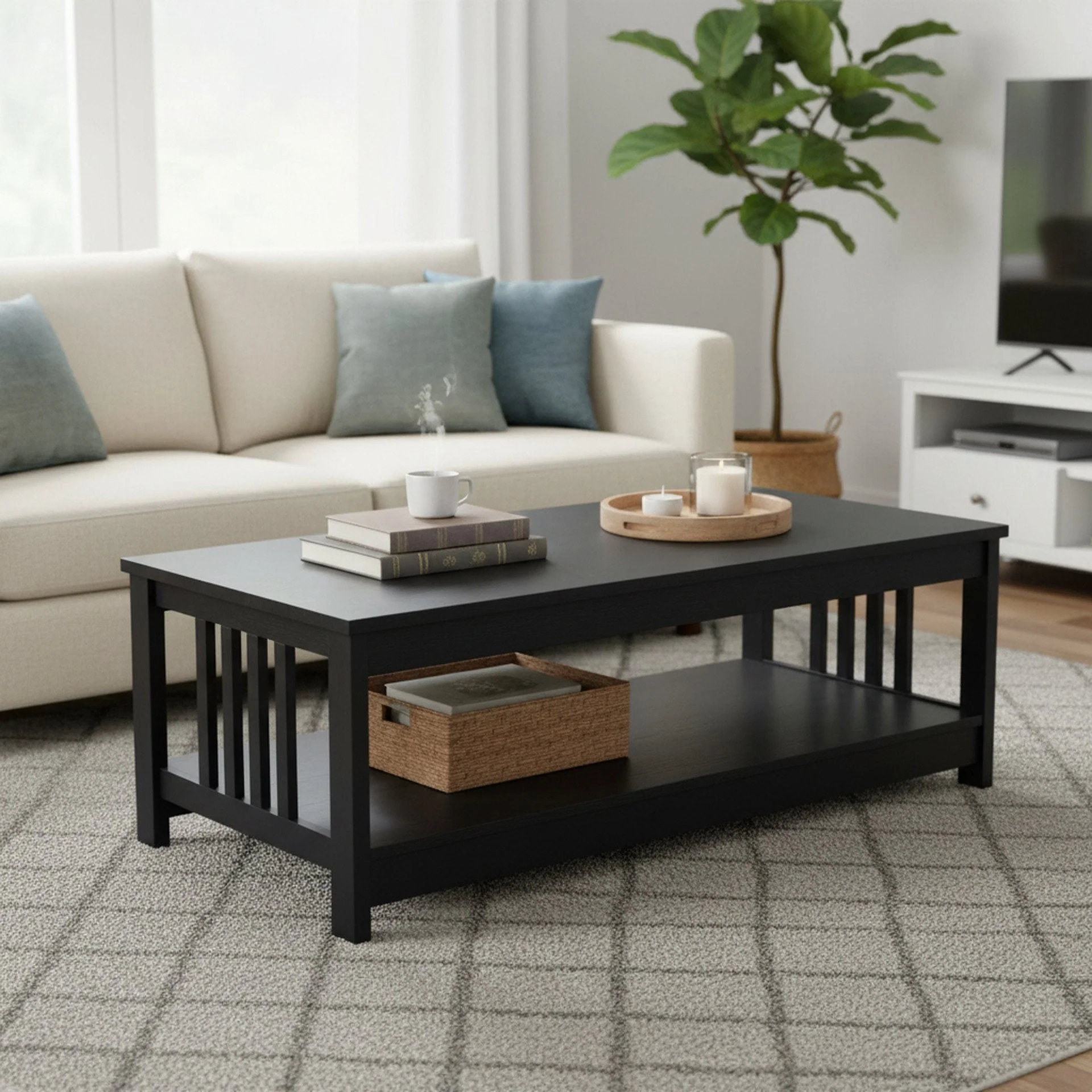 Wular Rectangle Coffee Table - Black - Image 3