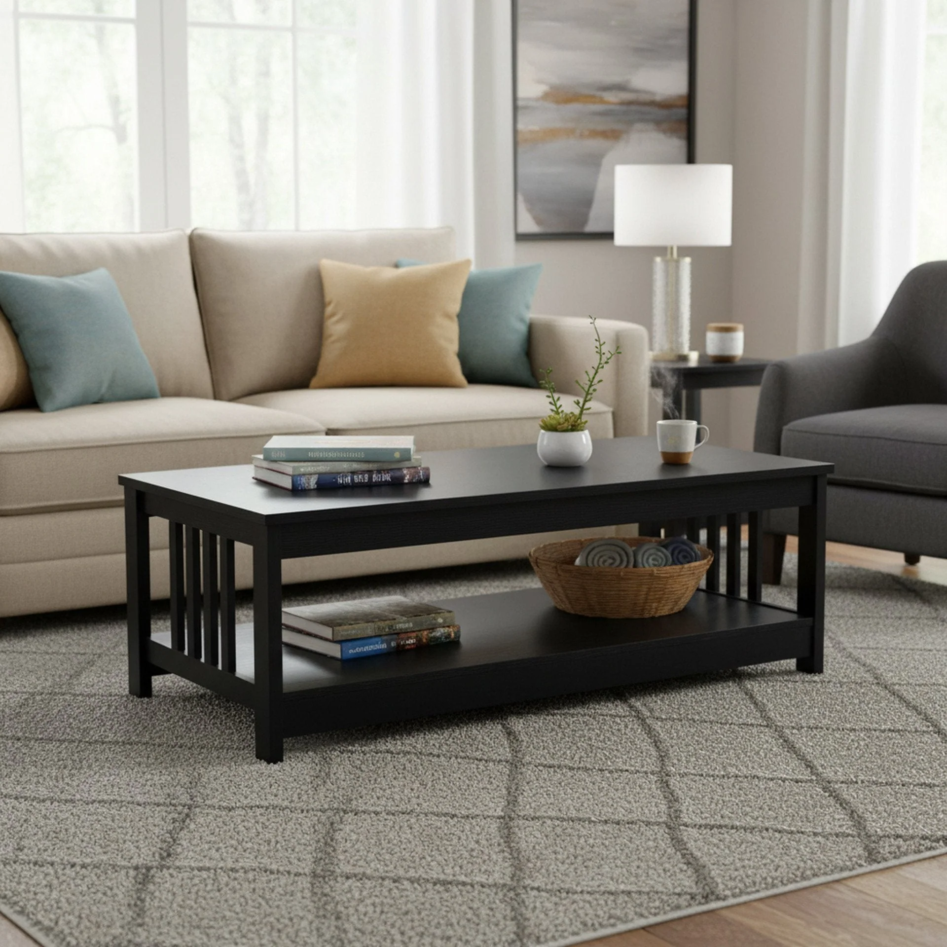 Wular Rectangle Coffee Table - Black - Image 6