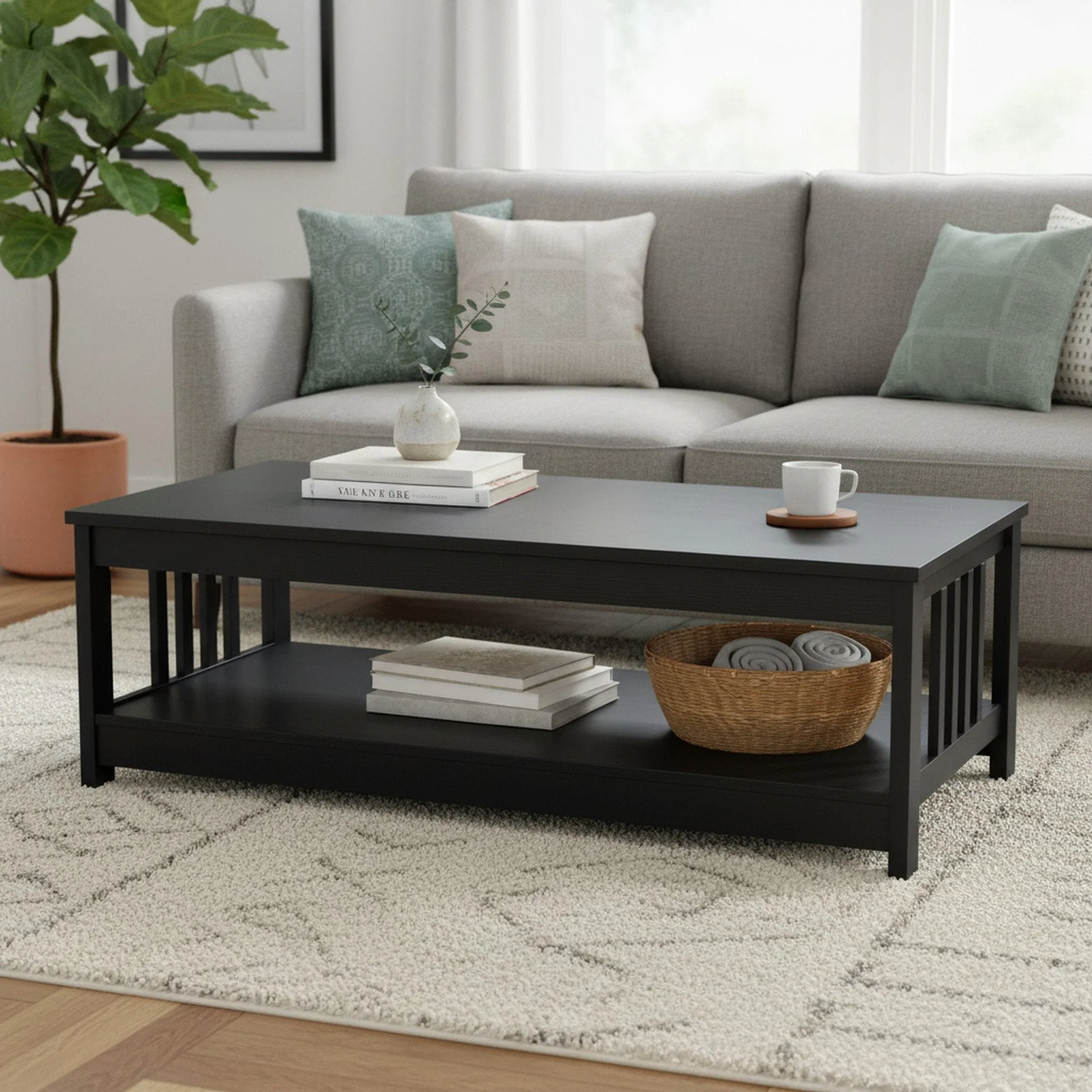 Wular Rectangle Coffee Table - Black - Image 8