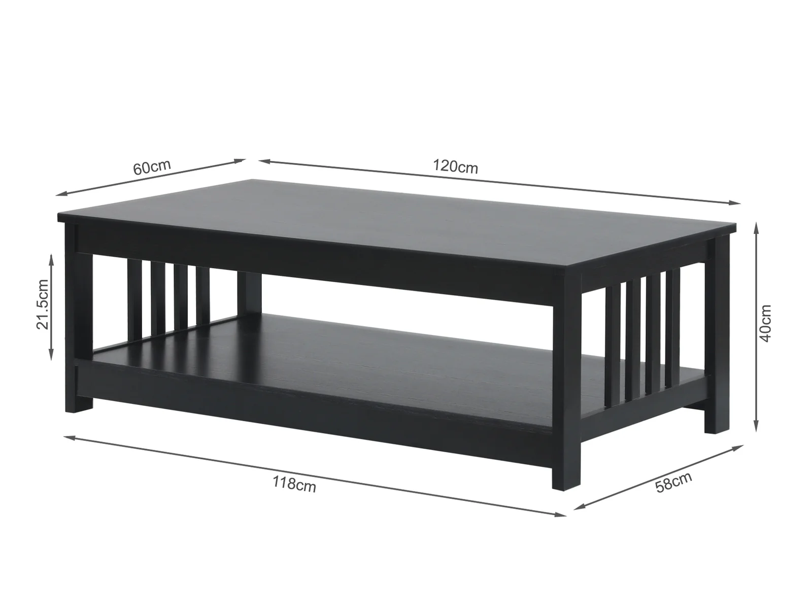 Wular Rectangle Coffee Table - Black - Image 5