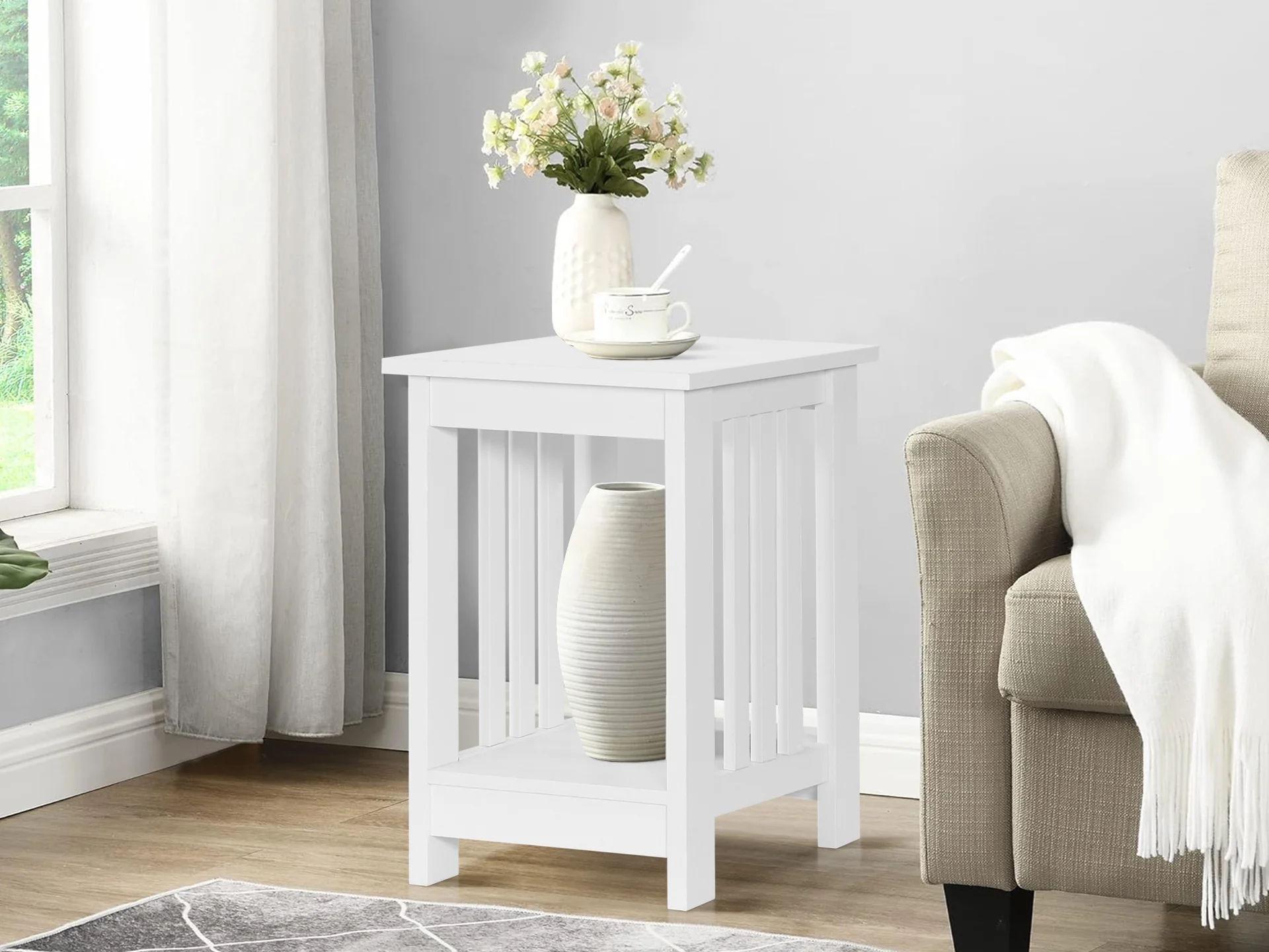 Wular Square Coffee Table Side Table - White