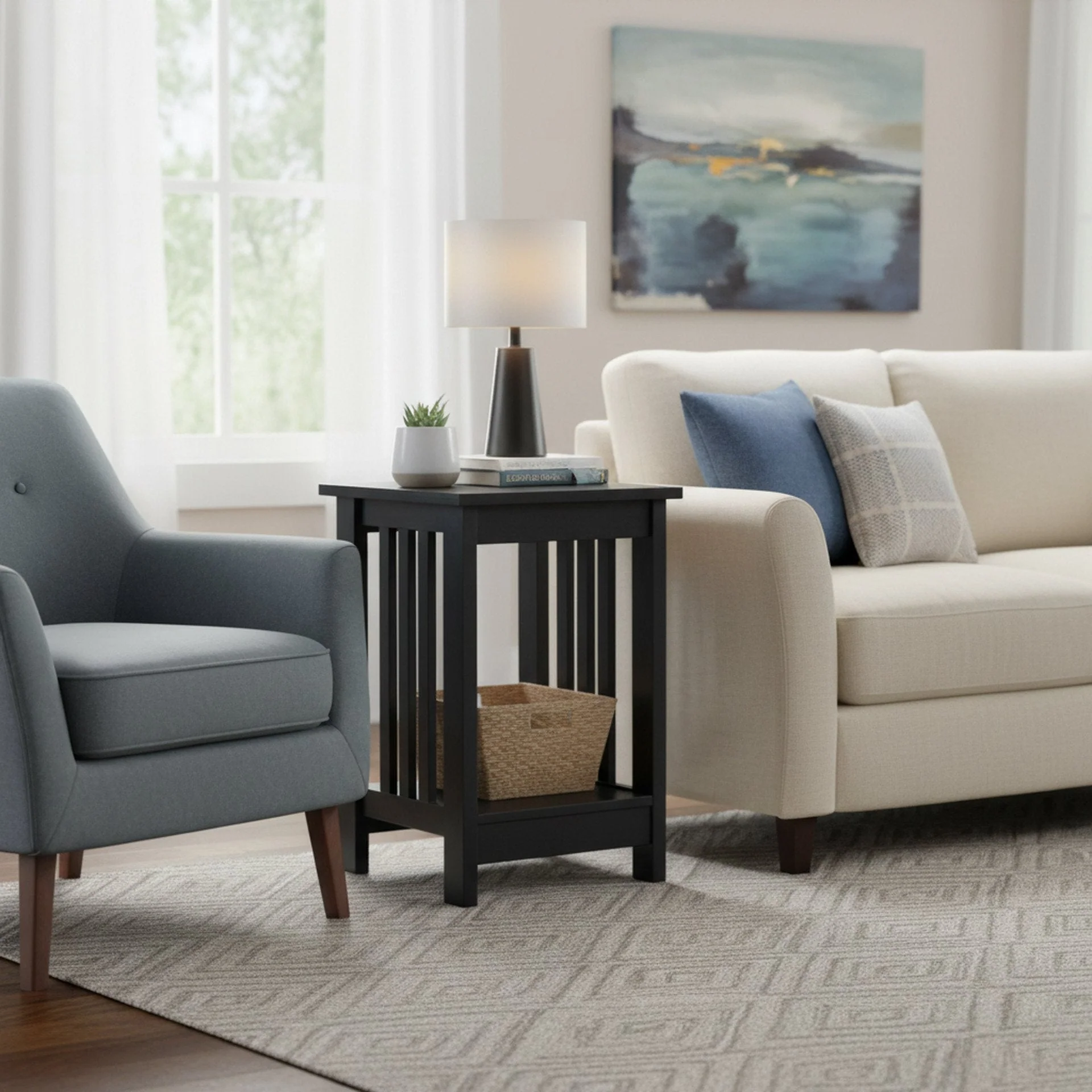 Wular Square Side Table Coffee Table - Black - Image 5