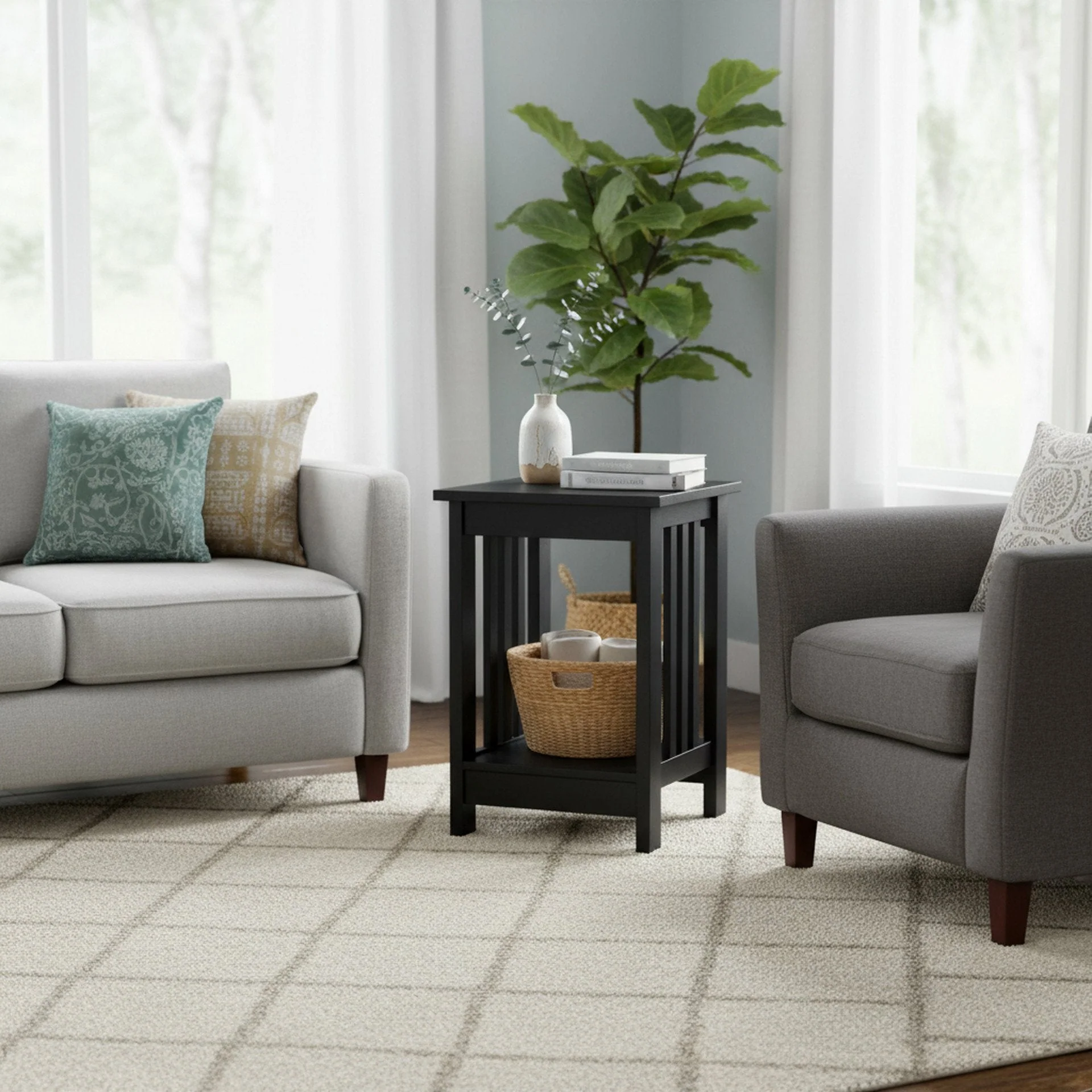 Wular Square Side Table Coffee Table - Black - Image 7