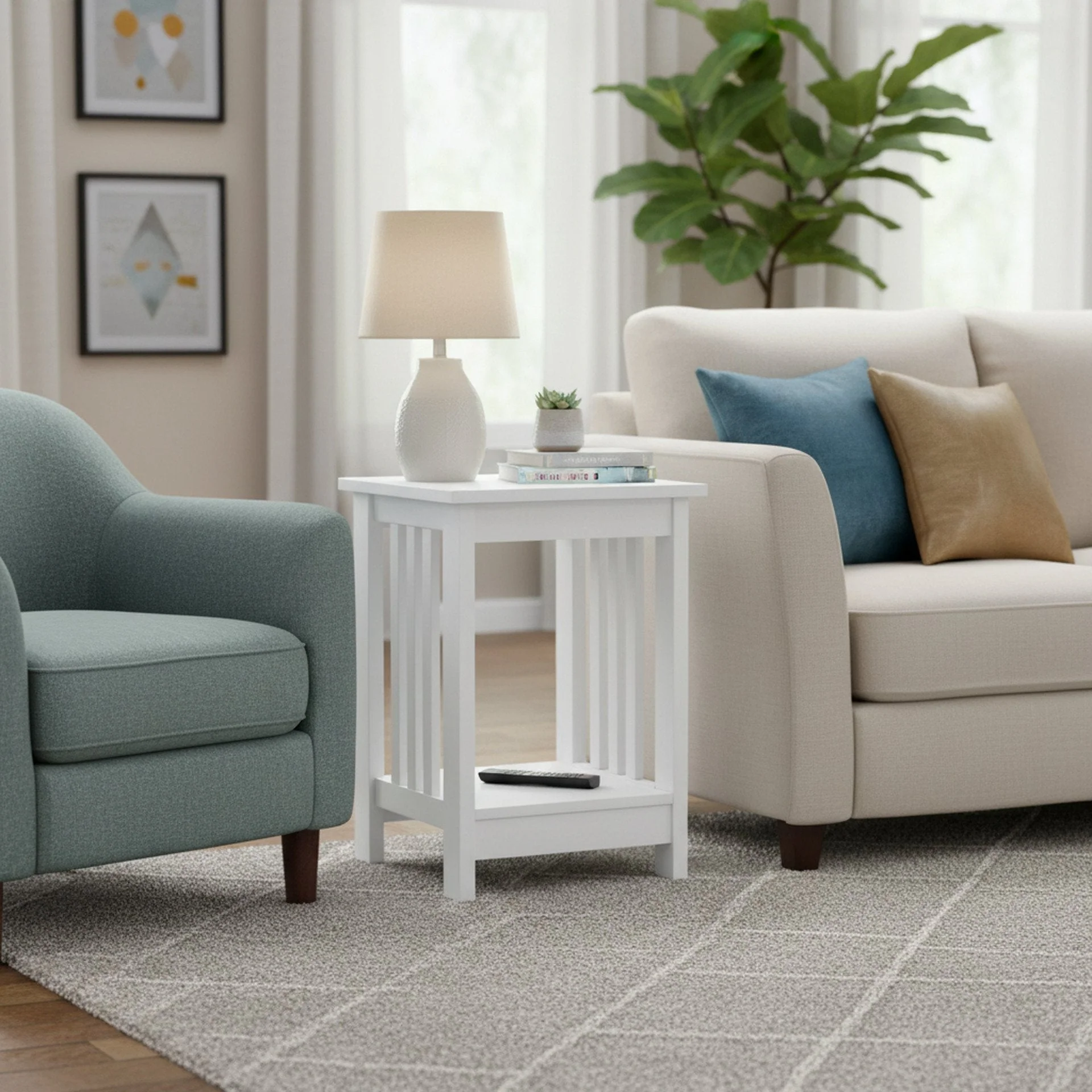 Wular Square Side Table Coffee Table - White - Image 4
