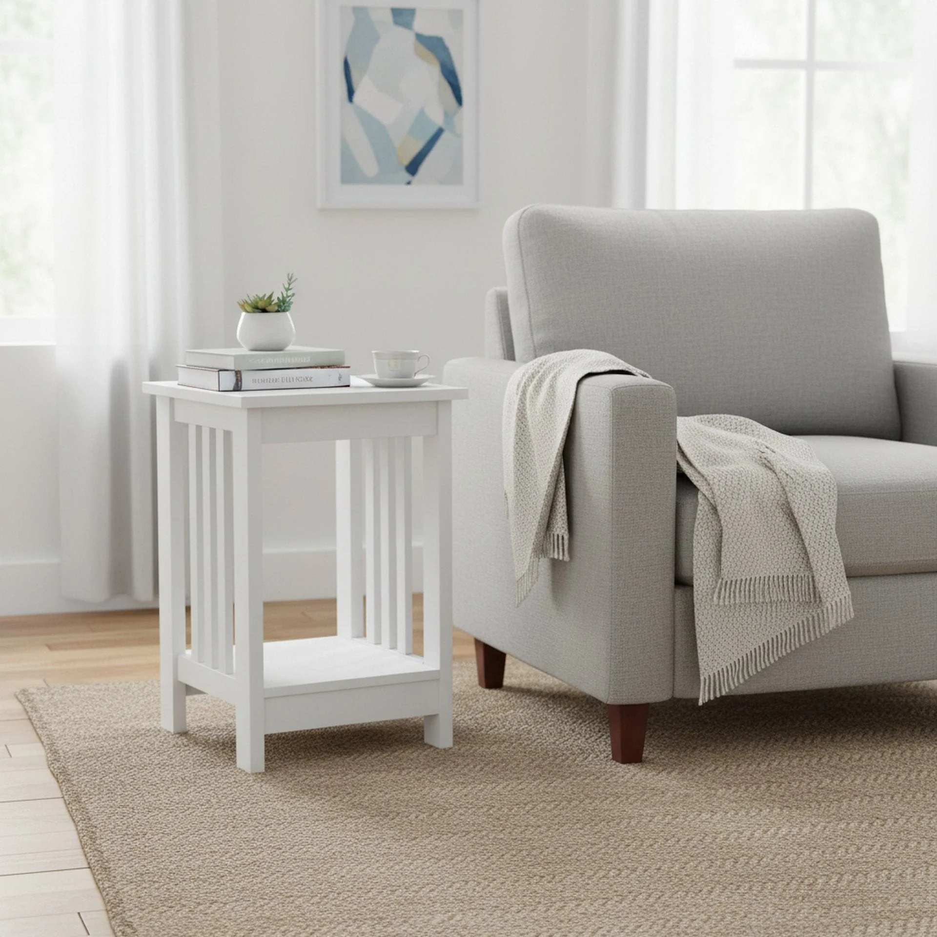 Wular Square Side Table Coffee Table - White - Image 8