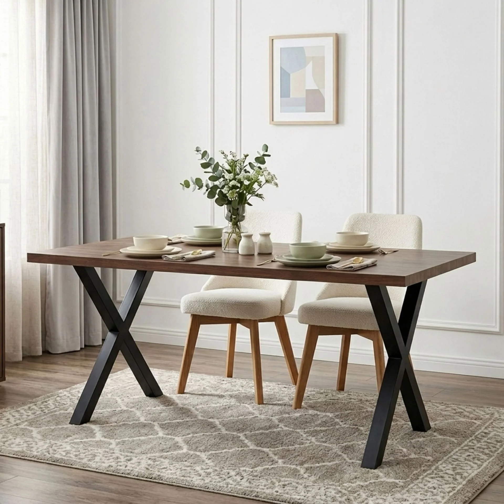 Xavron Rectangle Dining Table 180x90cm - Walnut - Image 4