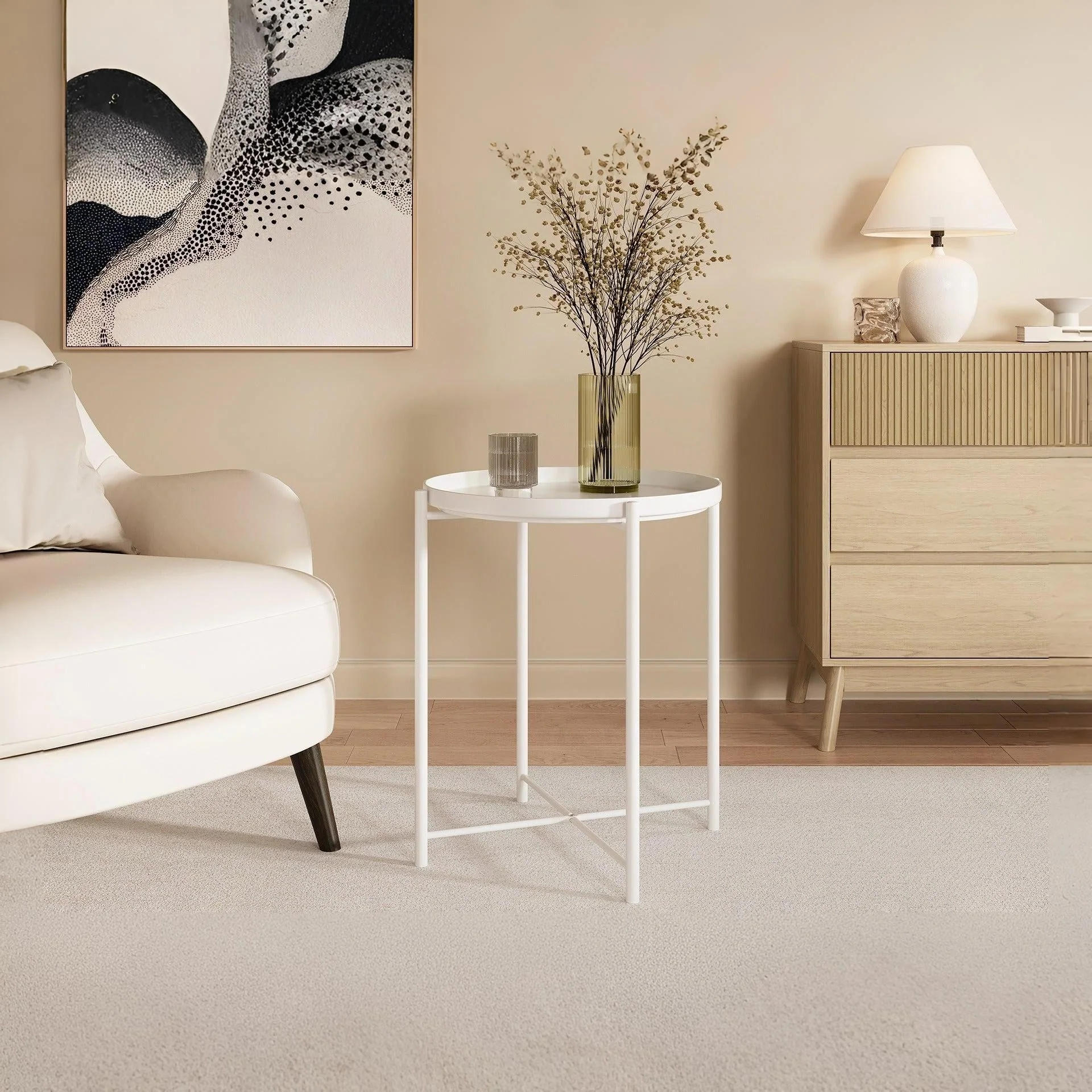 Xenia Round Coffee Table - White - Image 3