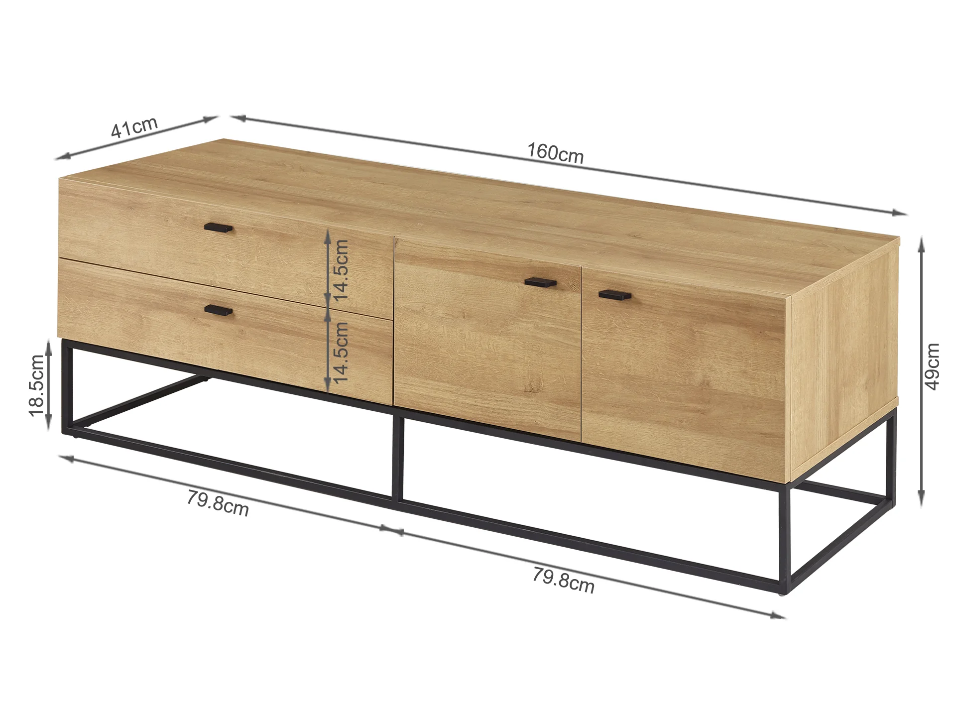 Xoan 1.6m Entertainment Unit - Oak - Image 8